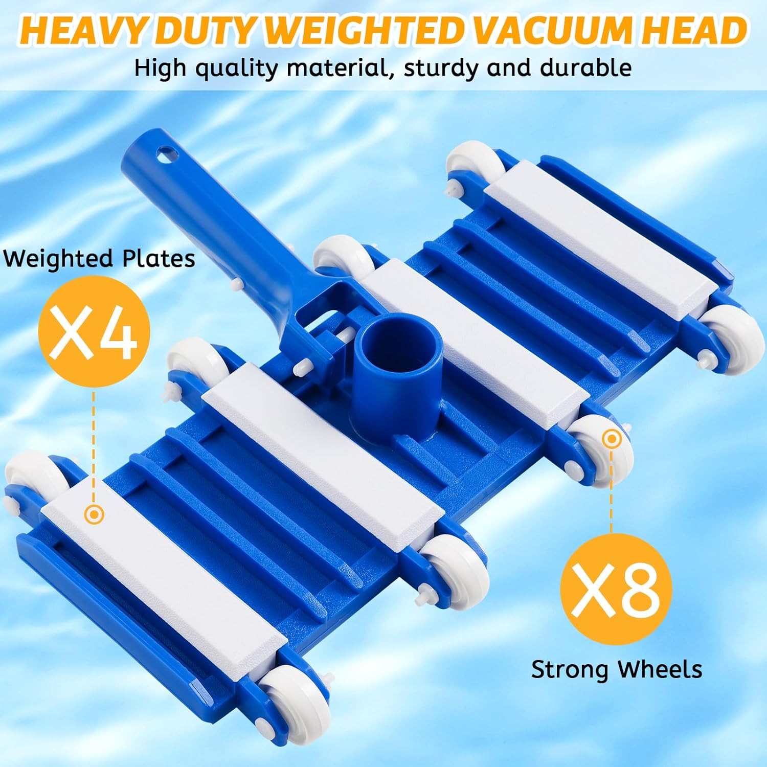 Pool Vacuum Head with Wheels 14&Prime; Heavy Duty Head Pool Cleaner Vac Head Flexible