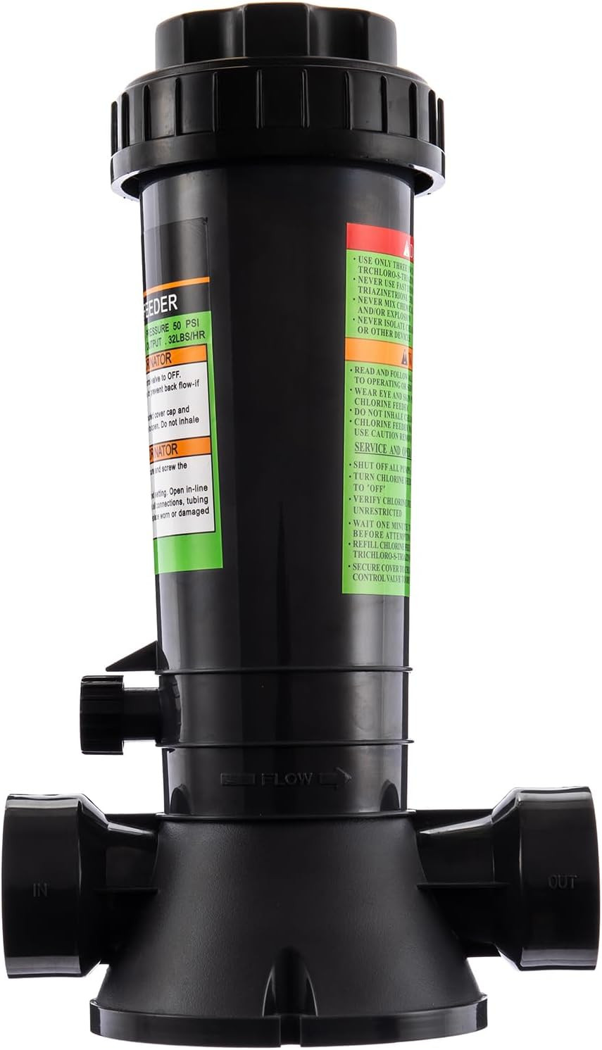 Automatic Chlorine Feeder for Swimming Pool,4Lbs Capacity-Inline Installation
