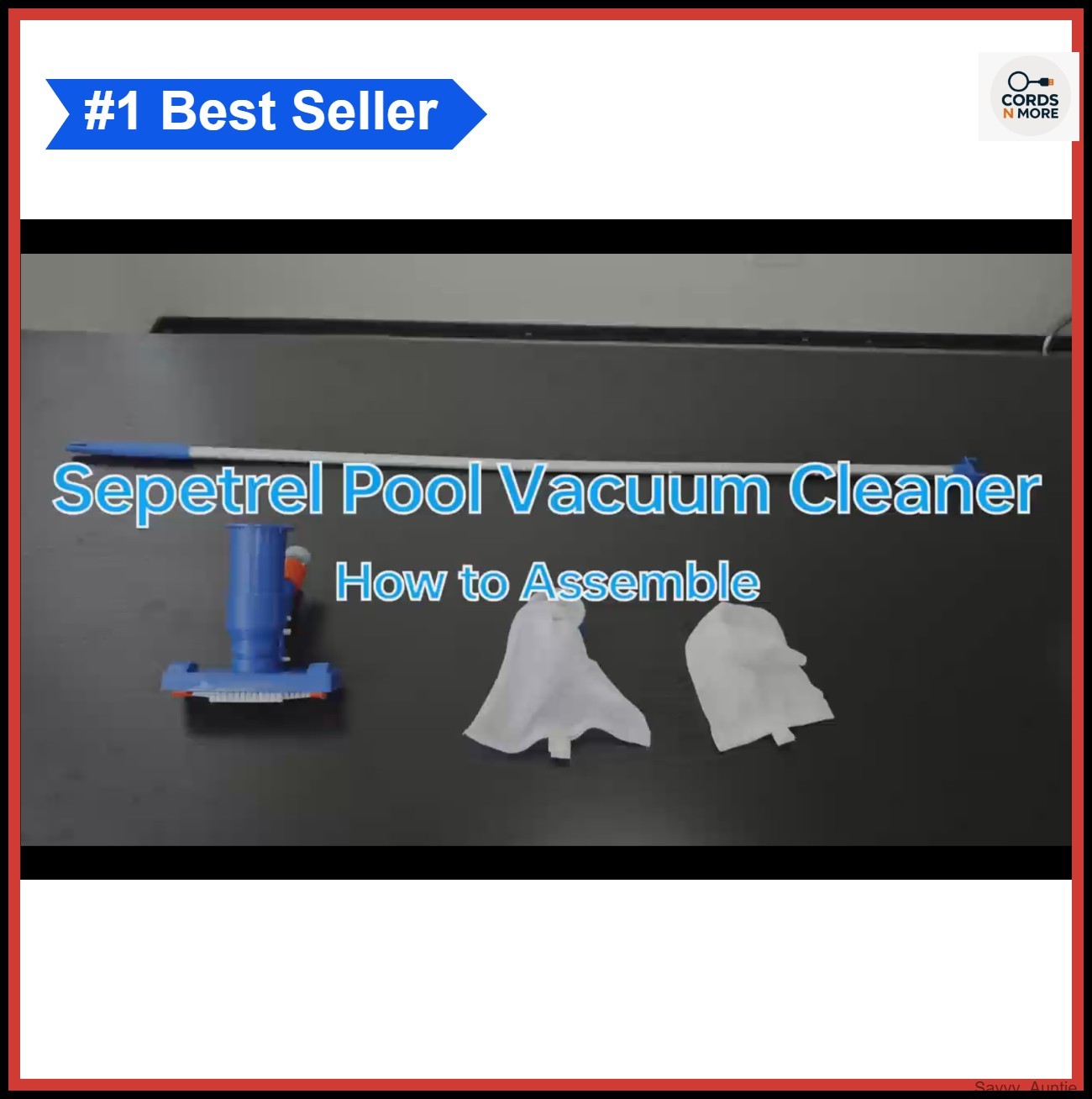 Pool Spa Jet Vacuum Cleaner 56 Inch Pole with 2 Filter Bags for Above Ground