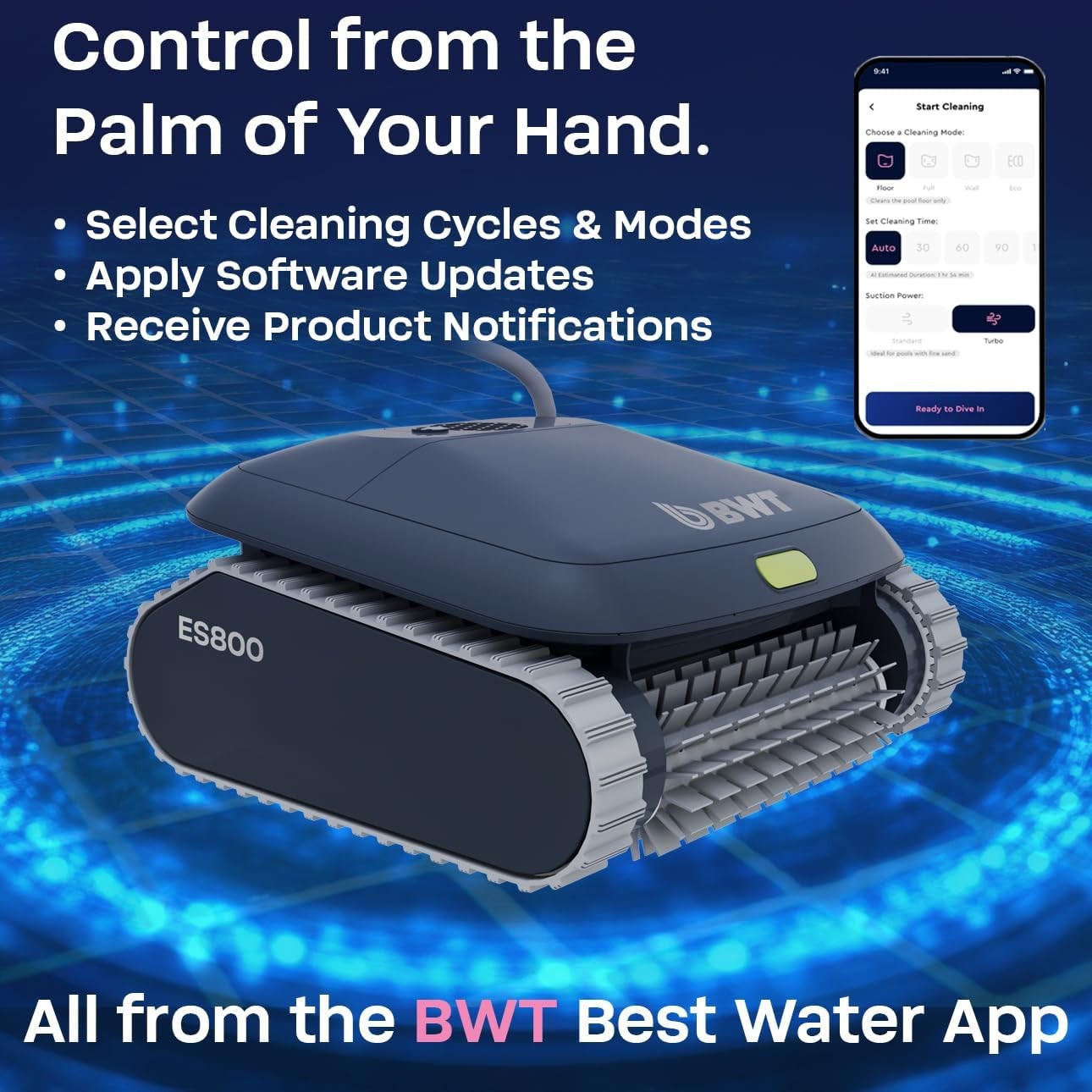 BWT ES800 Robotic Pool Cleaner for In-Ground Pools 59ft