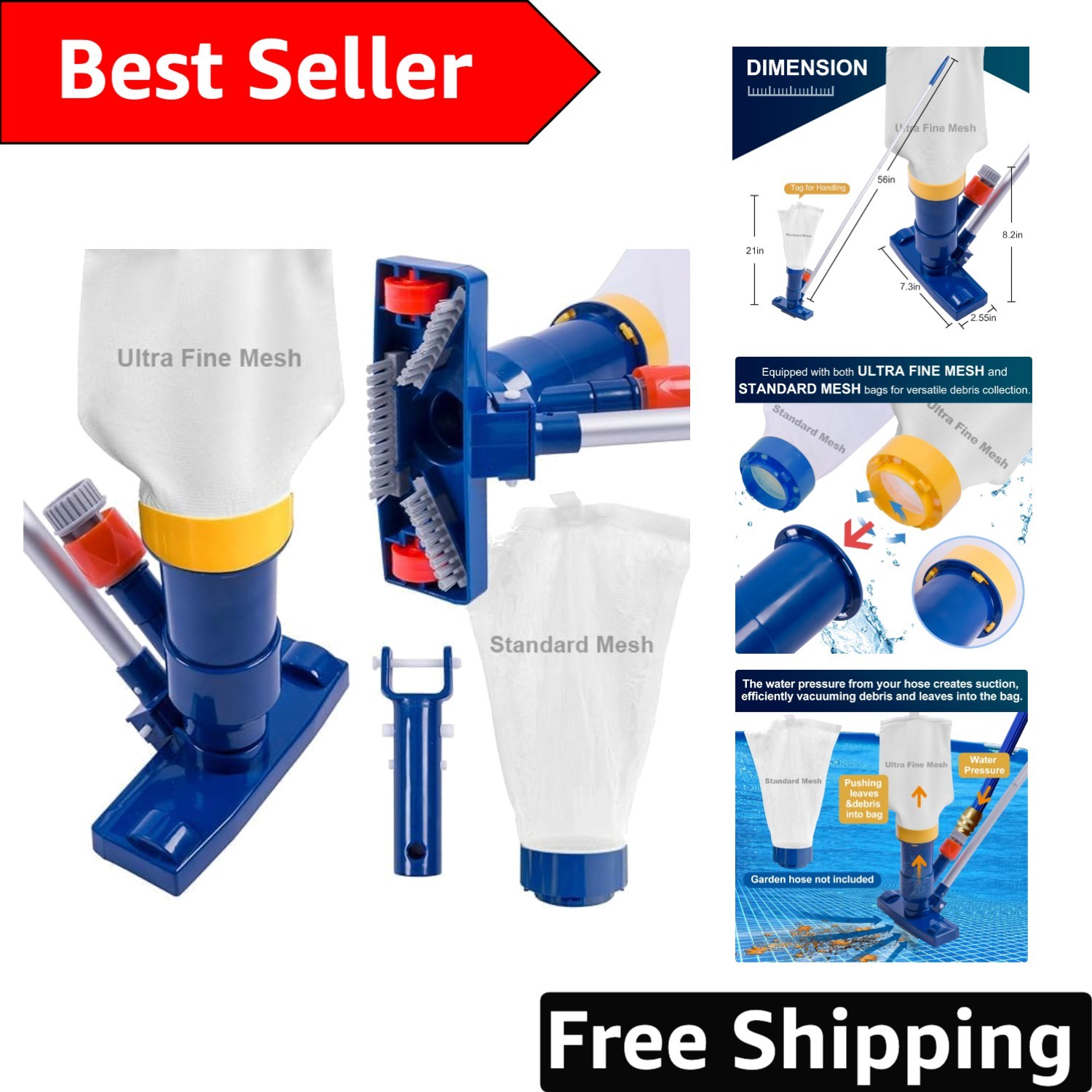 Handheld Pool Vacuum with Efficient Suction & Twist Lock Design – 2025 Upgrade