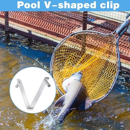3Pcs Pool Brush Clips V-Shaped Stainless Steel Clips for Poles Skimmers Spa Tool