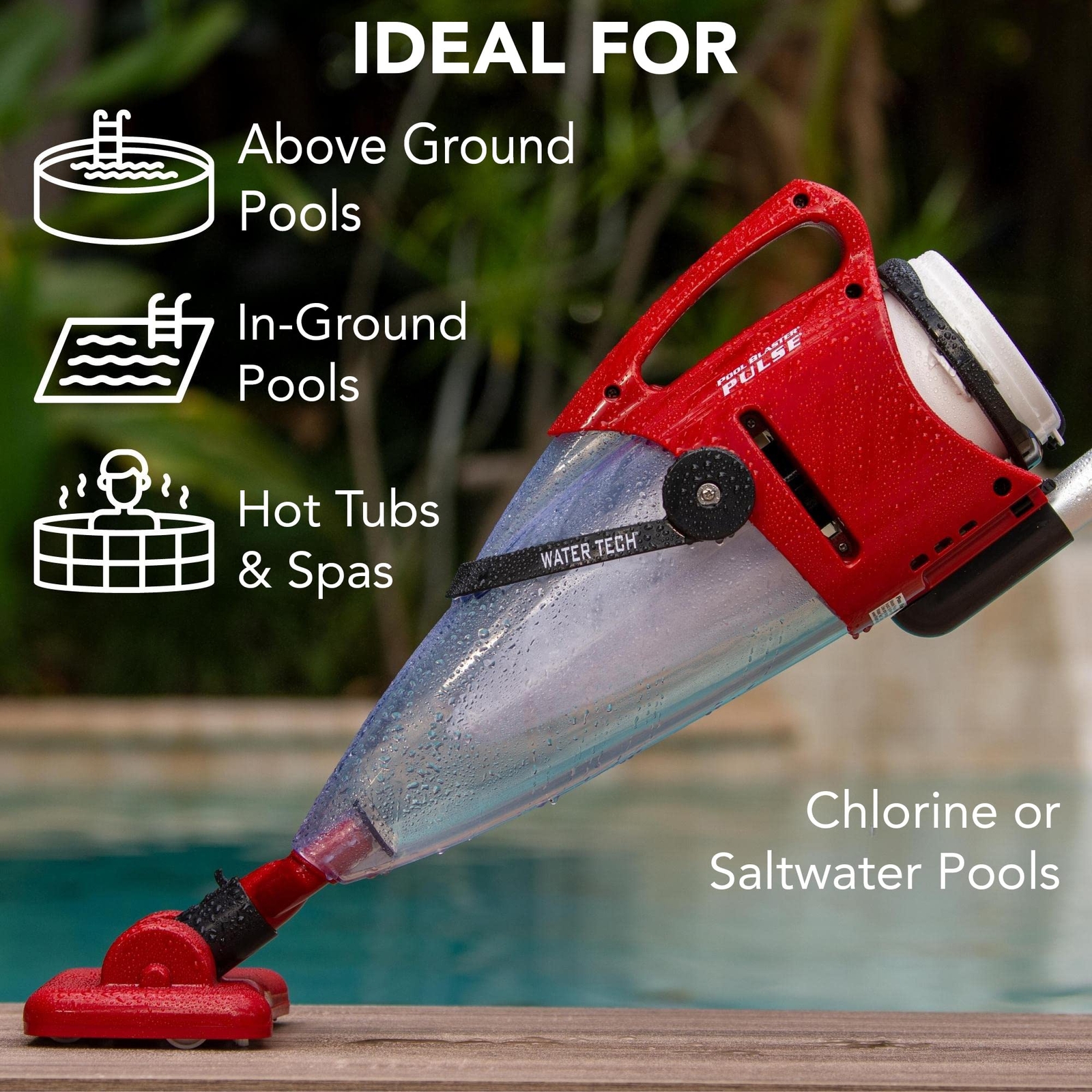 Pulse Cordless Pool Vacuum W/pole Set Large Debris Capacity & Fast Hoseless Clea