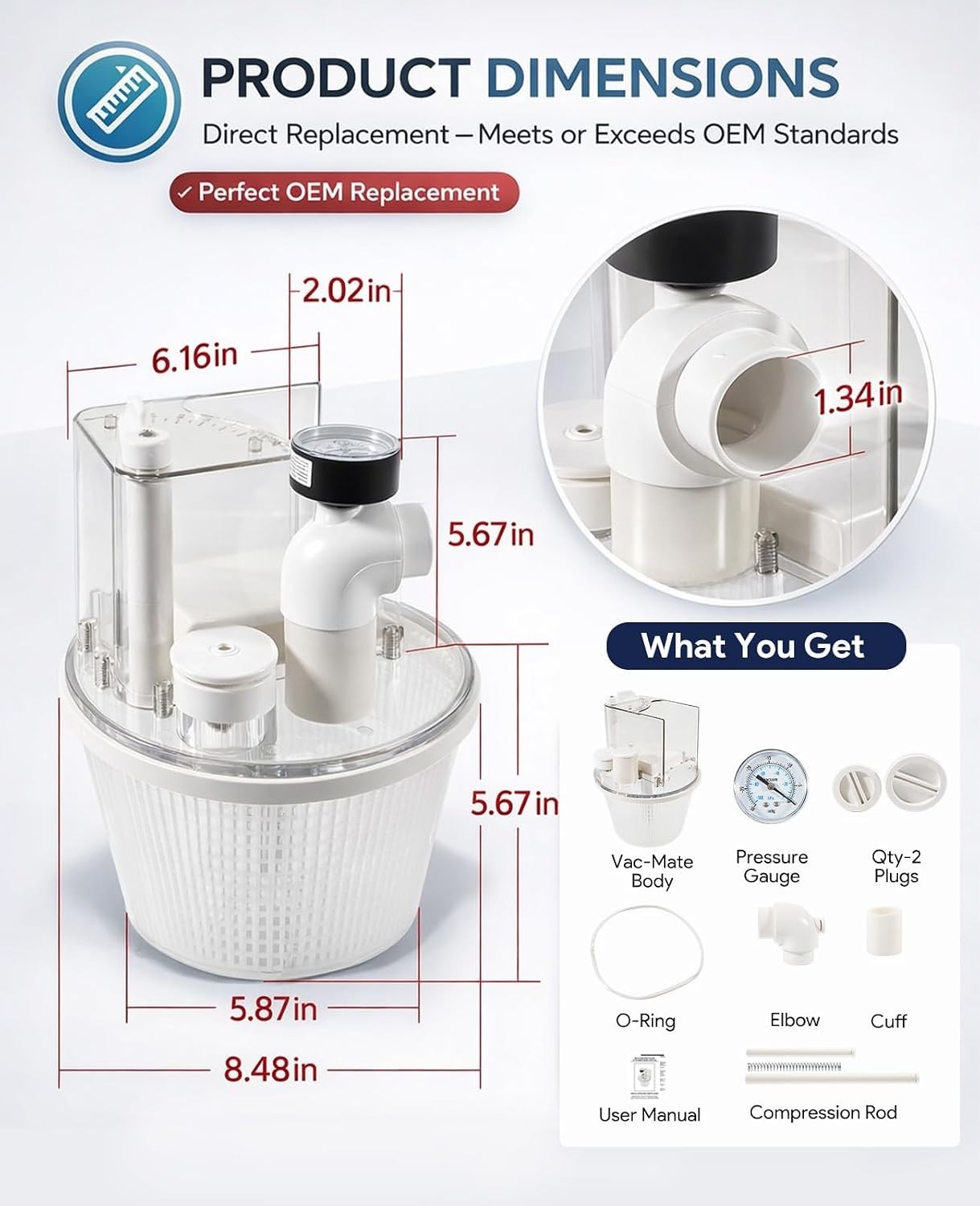 Multi-Function Pool Vacuum Attachment with Easy Installation and Pressure Gauge