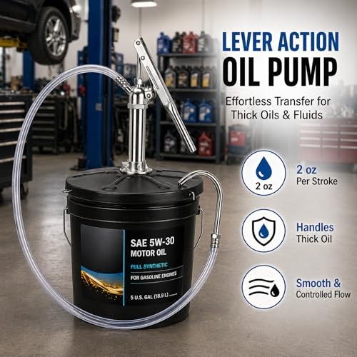 Heavy Duty Lever Action Bucket Pump for 5 Gallon Pails – Extra-Long 4.1ft Fluid