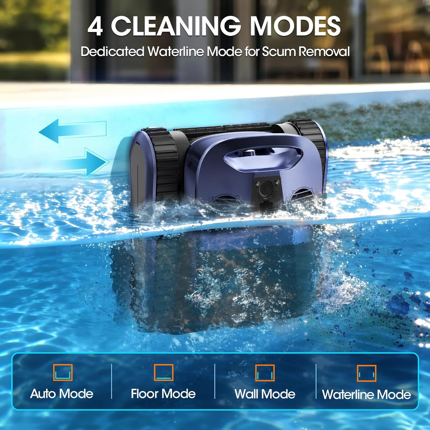 2026 Pool Vacuum Robot – AI Navigation, 360° Cleaning, 4 Modes, 3.5H Battery