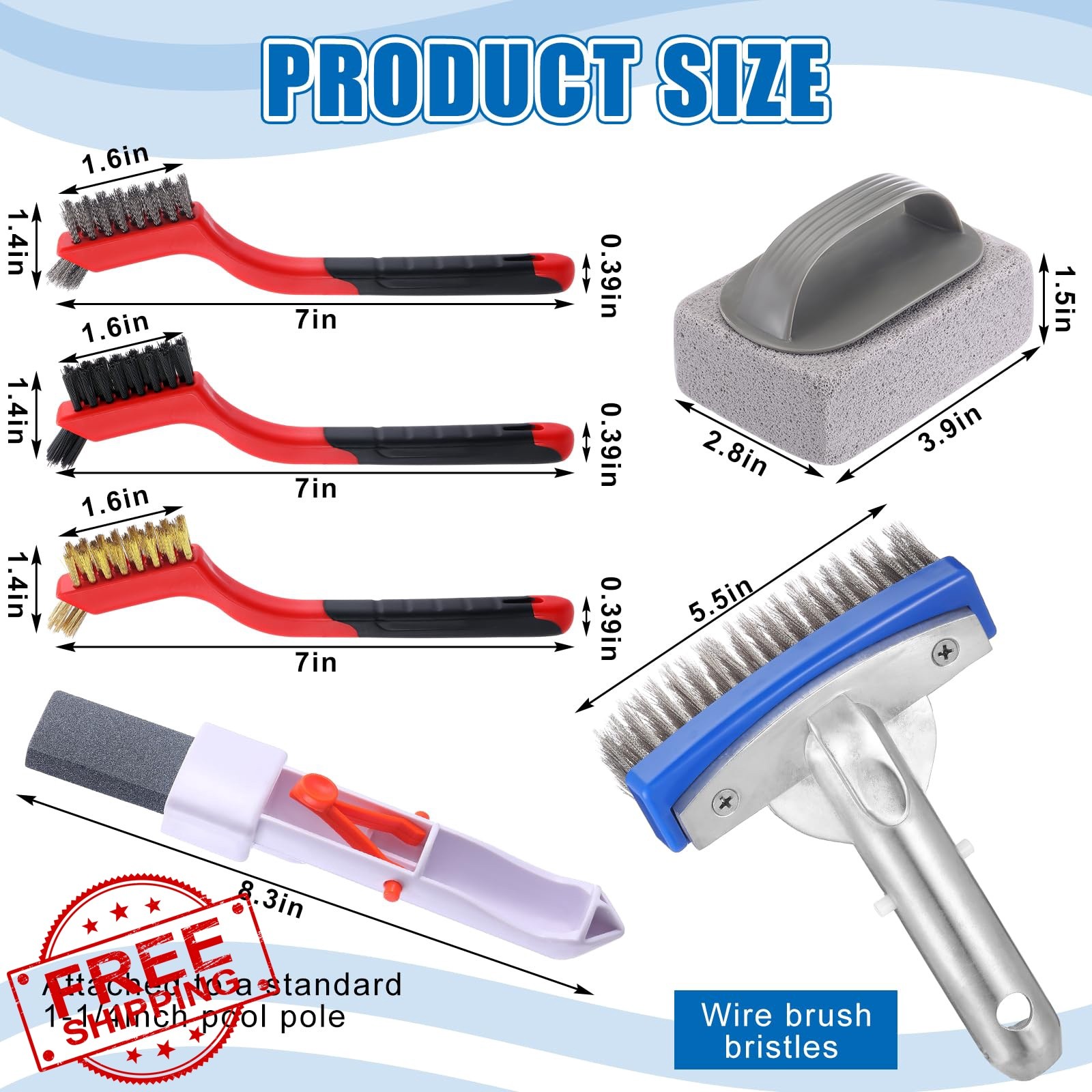 Sliner 6 pc pool cleaning kit