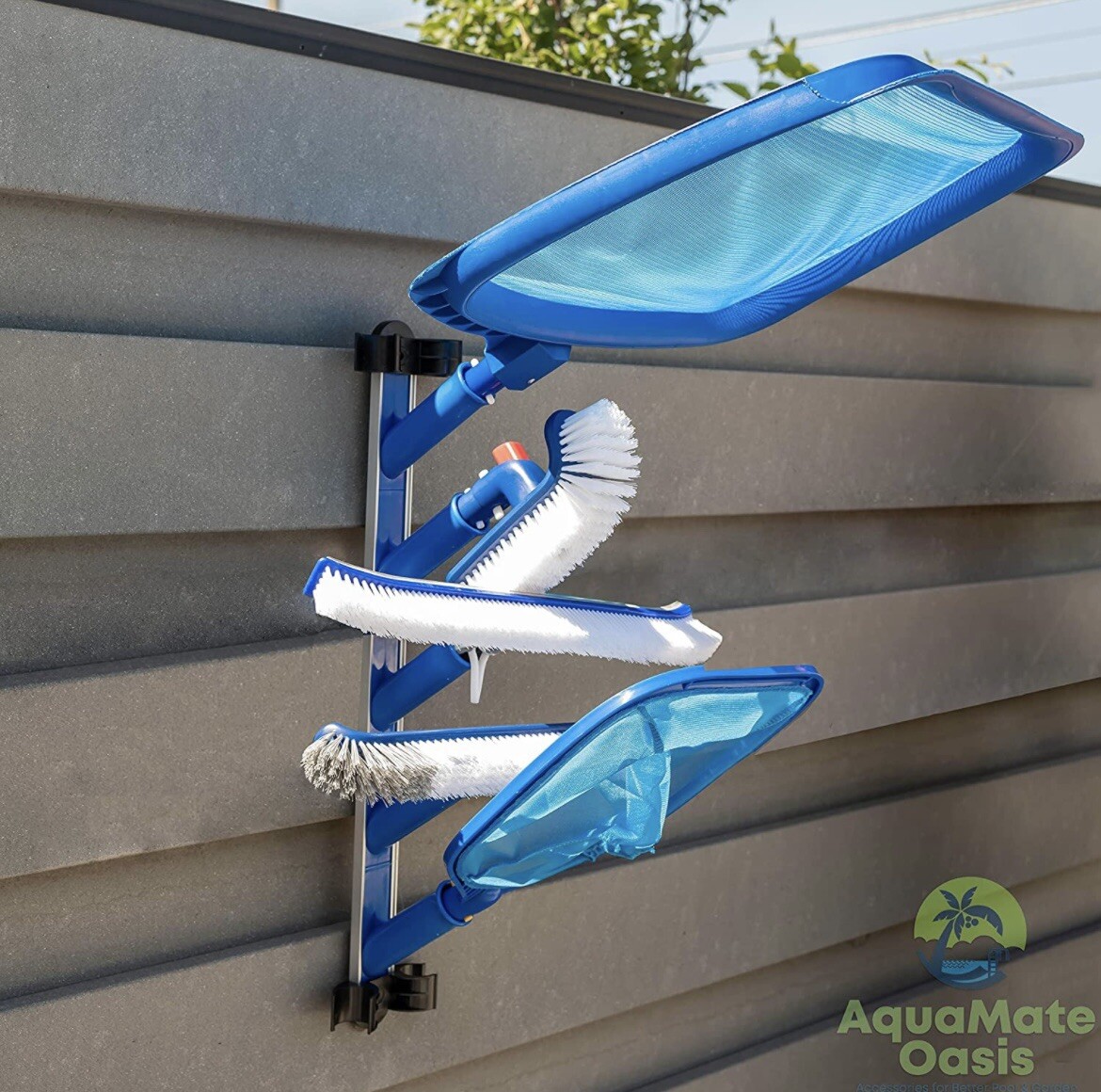 AquaMate Oasis Pool Accessories Organizer, Pole Hangers, Vacuum Hose Harness