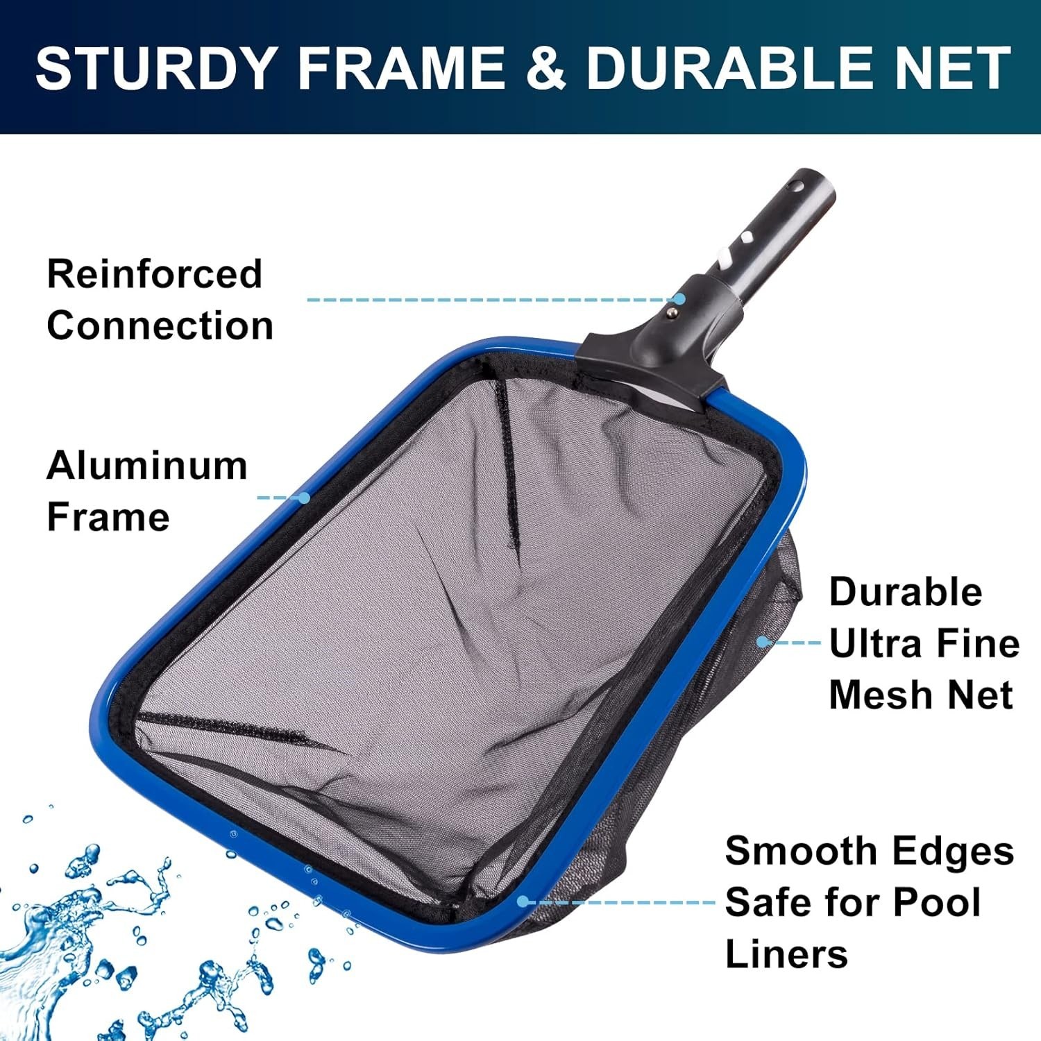 POOLAZA Ultra Fine Mesh Pool Skimmer Net Aluminum Frame, Aluminum Pool Net G158