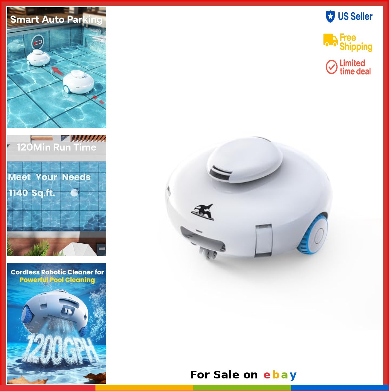 Robotic Pool Cleaner 120 Min Runtime 1200 GPH Suction for Above Ground In