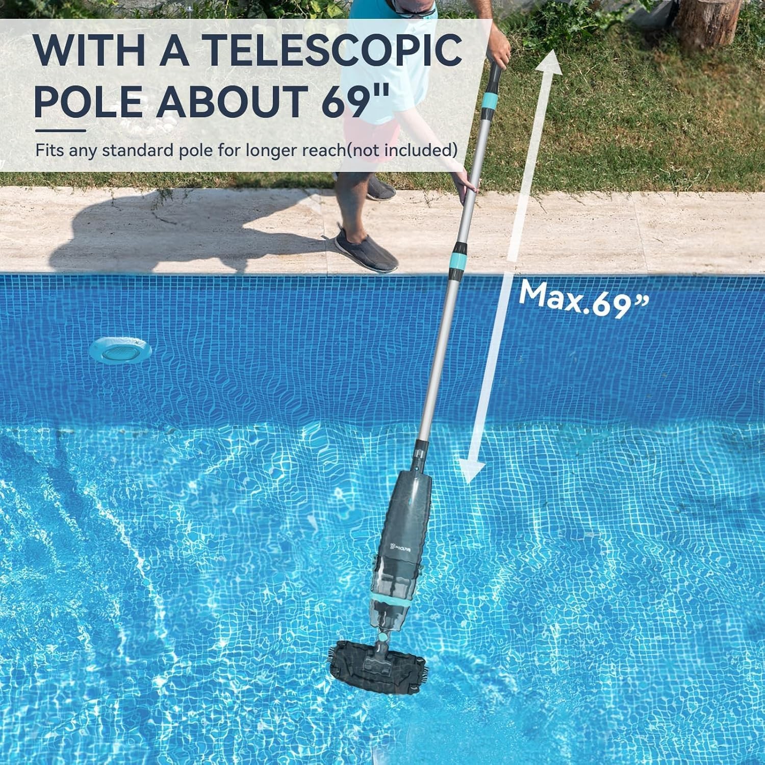 PoolMr Cordless Handheld Pool Vacuum, Rechargeable Pool Cleaner with 18.5 Gal…