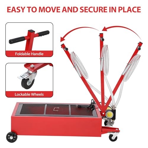 20 Gallon / 76L Low-Profile Oil Drain Tank with 110V Electric Pump — Heavy Duty