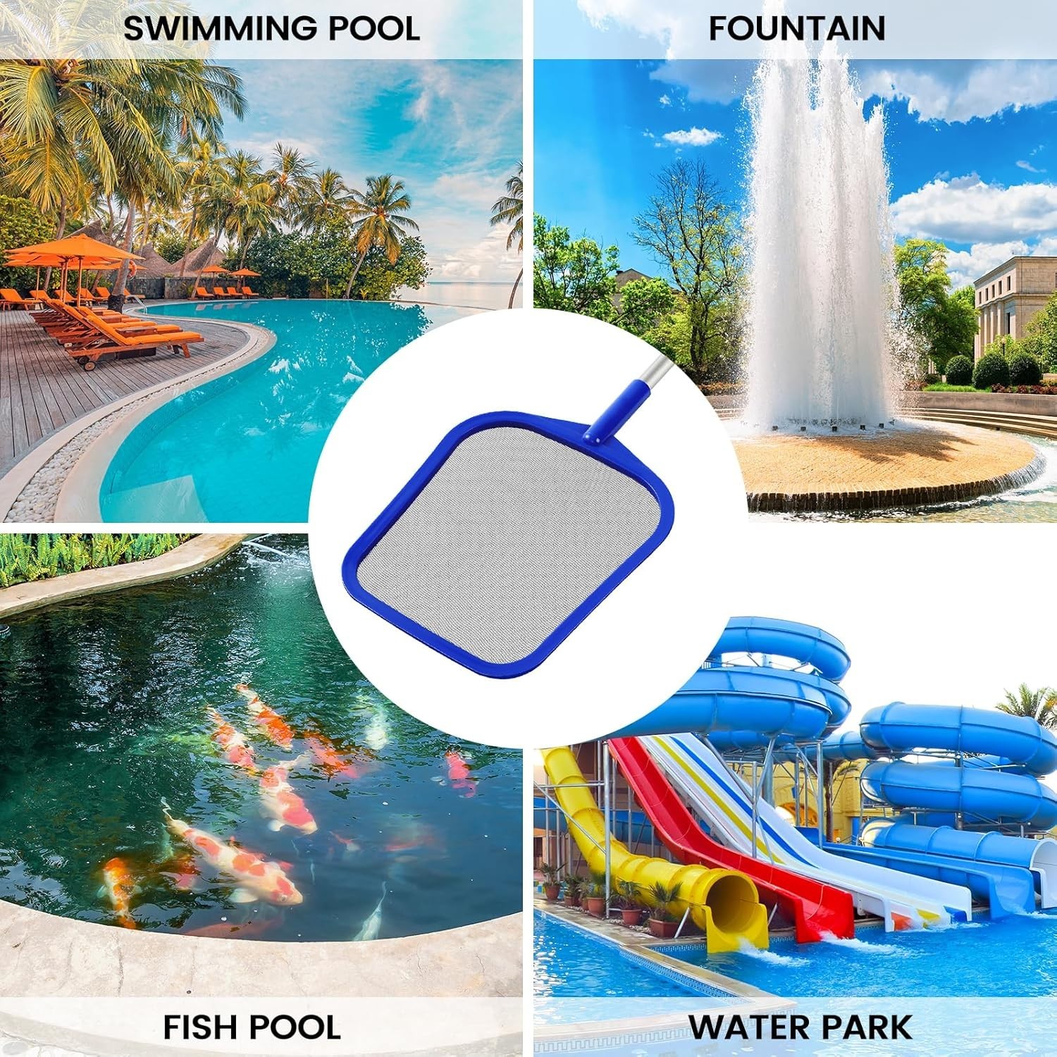 Durable Aluminum Pool Skimmer Net – Telescopic Pole 23 » to 60 » for All Pools