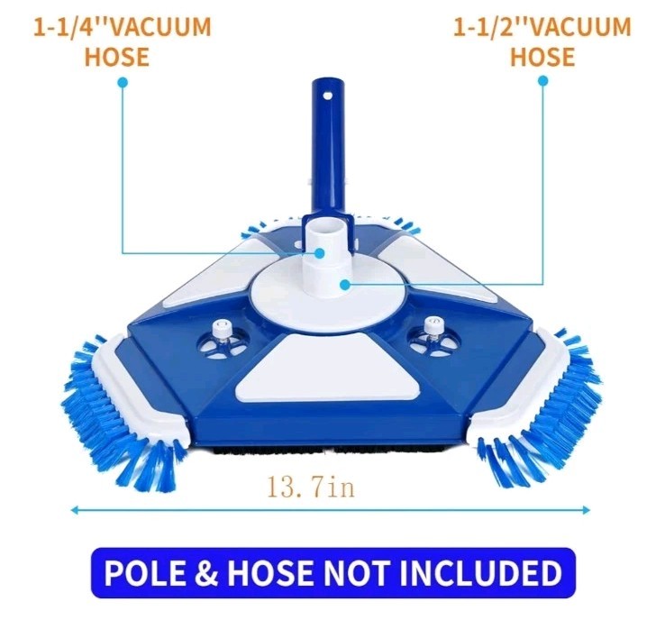 Pool Vacuum Head Cleaner Side Brush Universal Swivel Handle 1.5&Prime; Hose Adapter