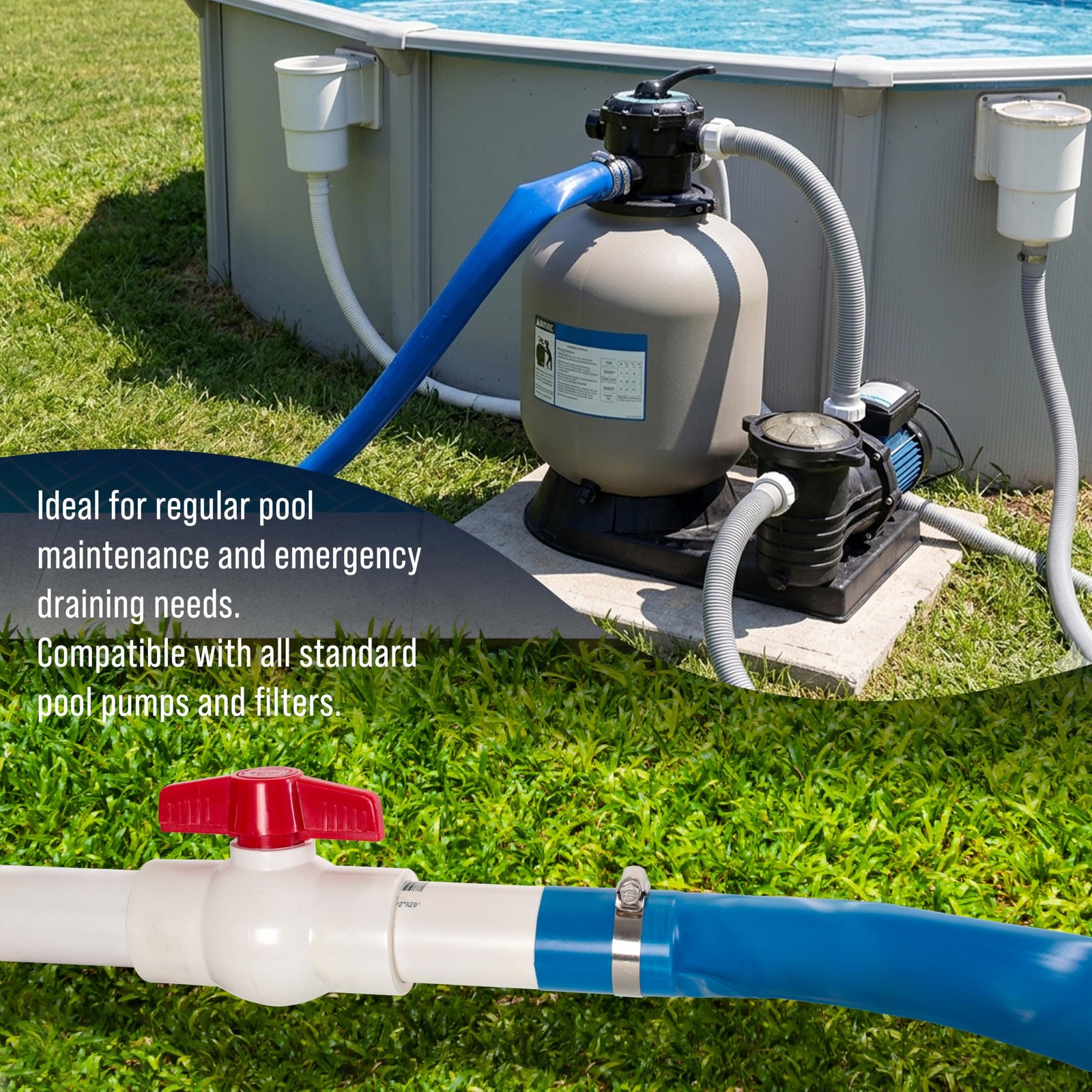 U.S. Pool Supply Backwash Hose 2&Prime; x 100&prime;, 2-inch x 100-Feet, Blue