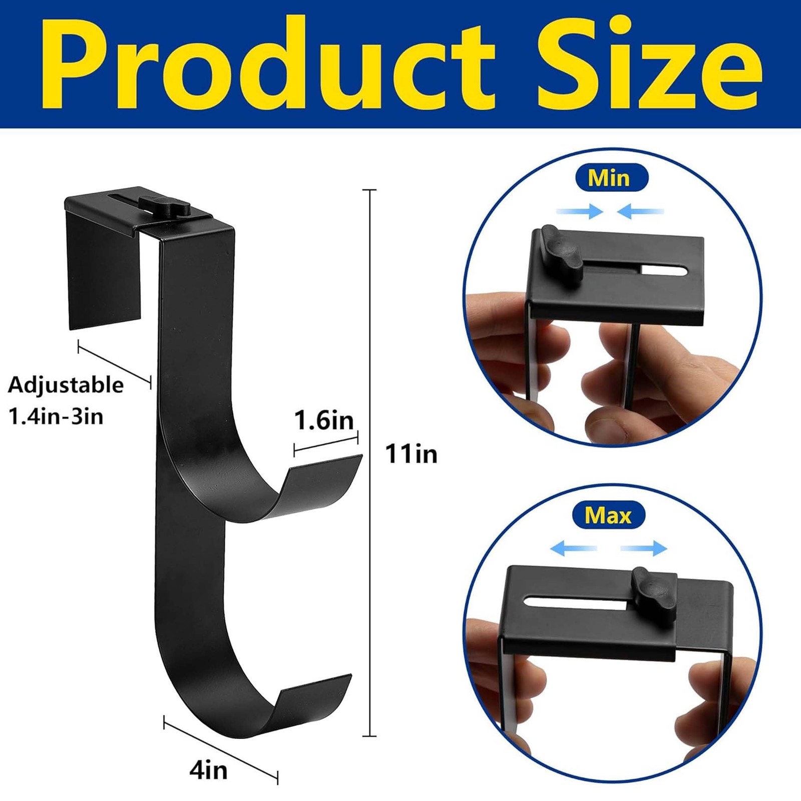 2 Pcs Adjustable Pool Fence Hooks for Pool Equipment, Black Heavy Duty Fence …