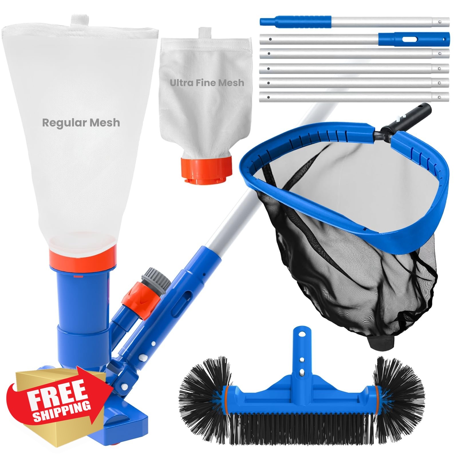 Poolvio Pool Cleaning Kit Spa Jet Vacuum 8ft Pole