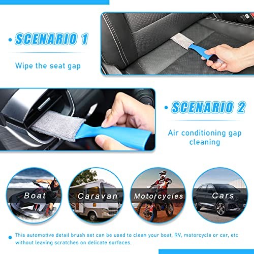 Ziciner Blue Double Head Brush for Car Clean – Soft Auto Interior – 1 Pc