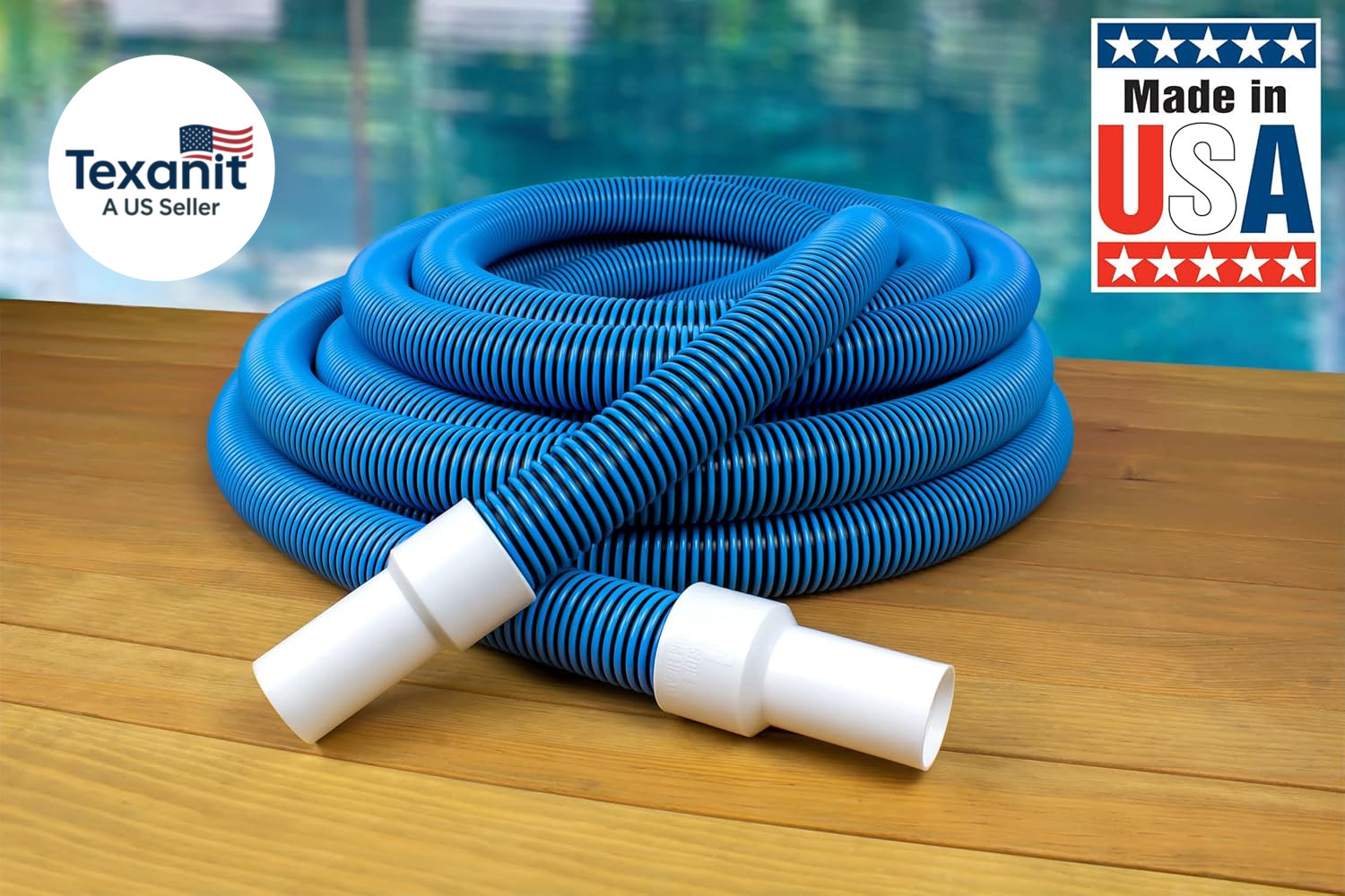 Manual Pool Vacuum Hose, 50 Ft X 1-1/2” for Inground & above Ground Pools, Not f