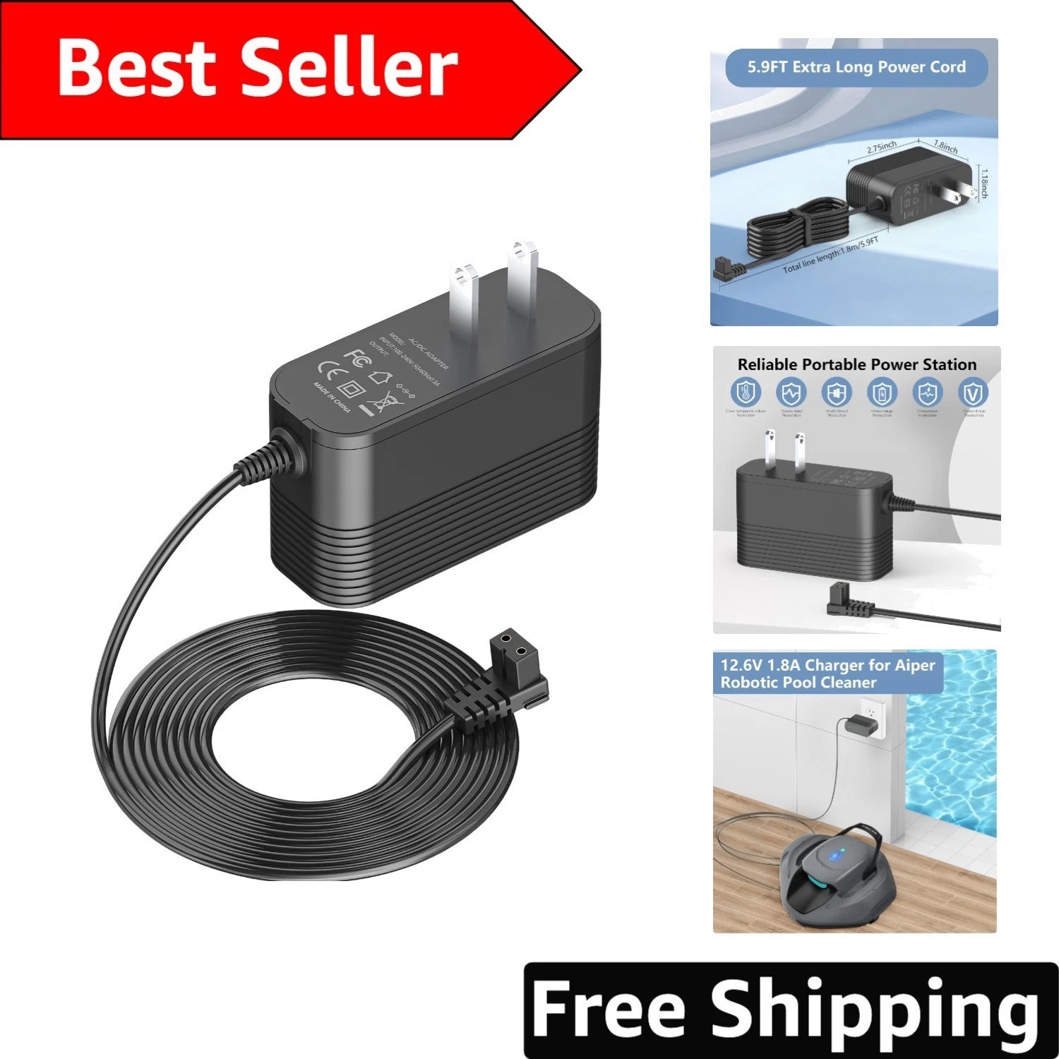 Reliable 12.6V Charger for Aiper Robotic Pool Cleaner Models SE 600, 1000