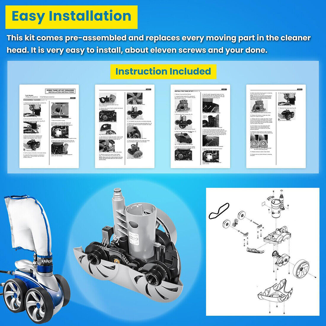 R0543200 Tune Up Rebuild Parts Kit For Polaris 3900 Sport Swimming Pool Cleaner
