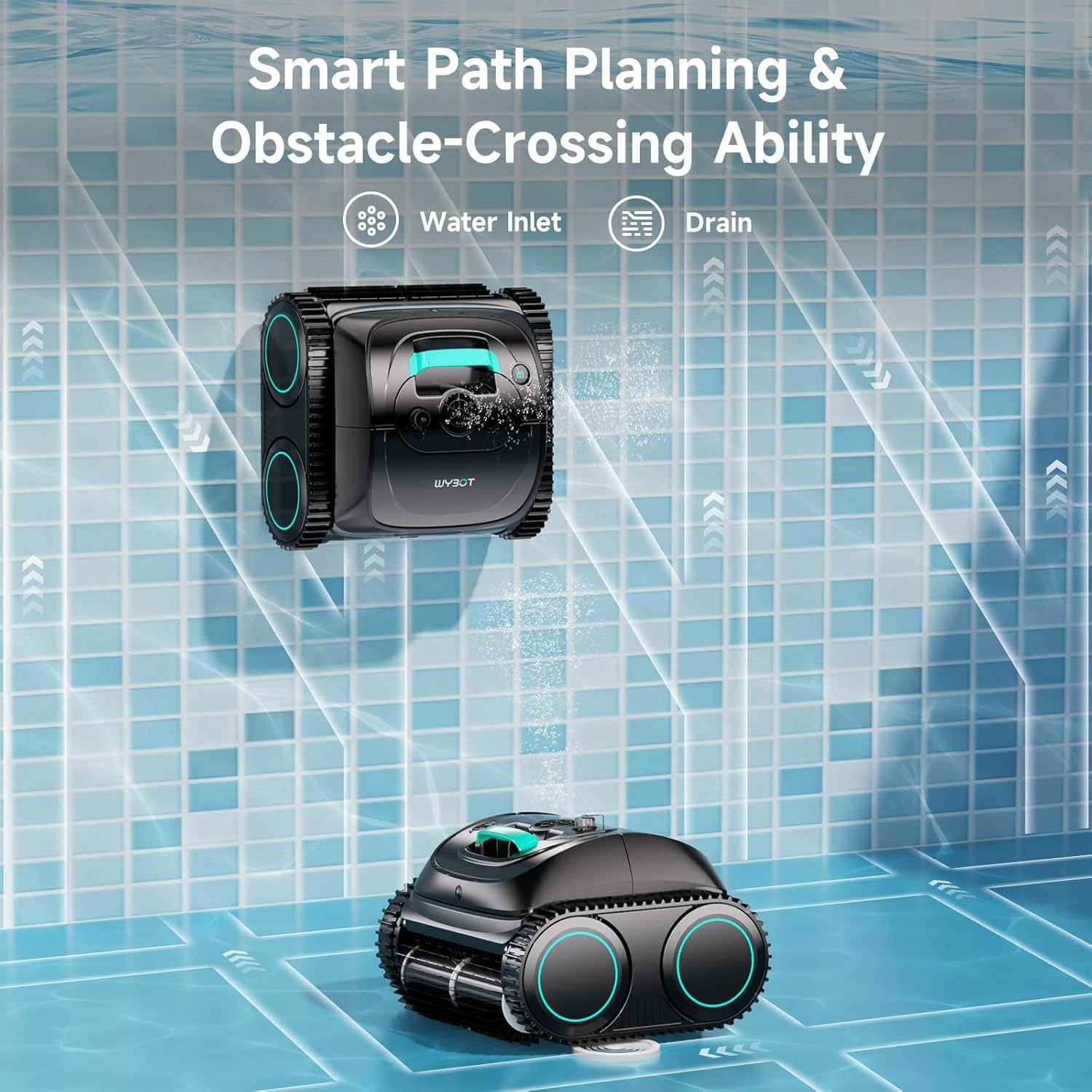 WYBOT C1 Pool Cleaner Wall Climb Cordless Robotic Pool Robot In-Ground Pools APP