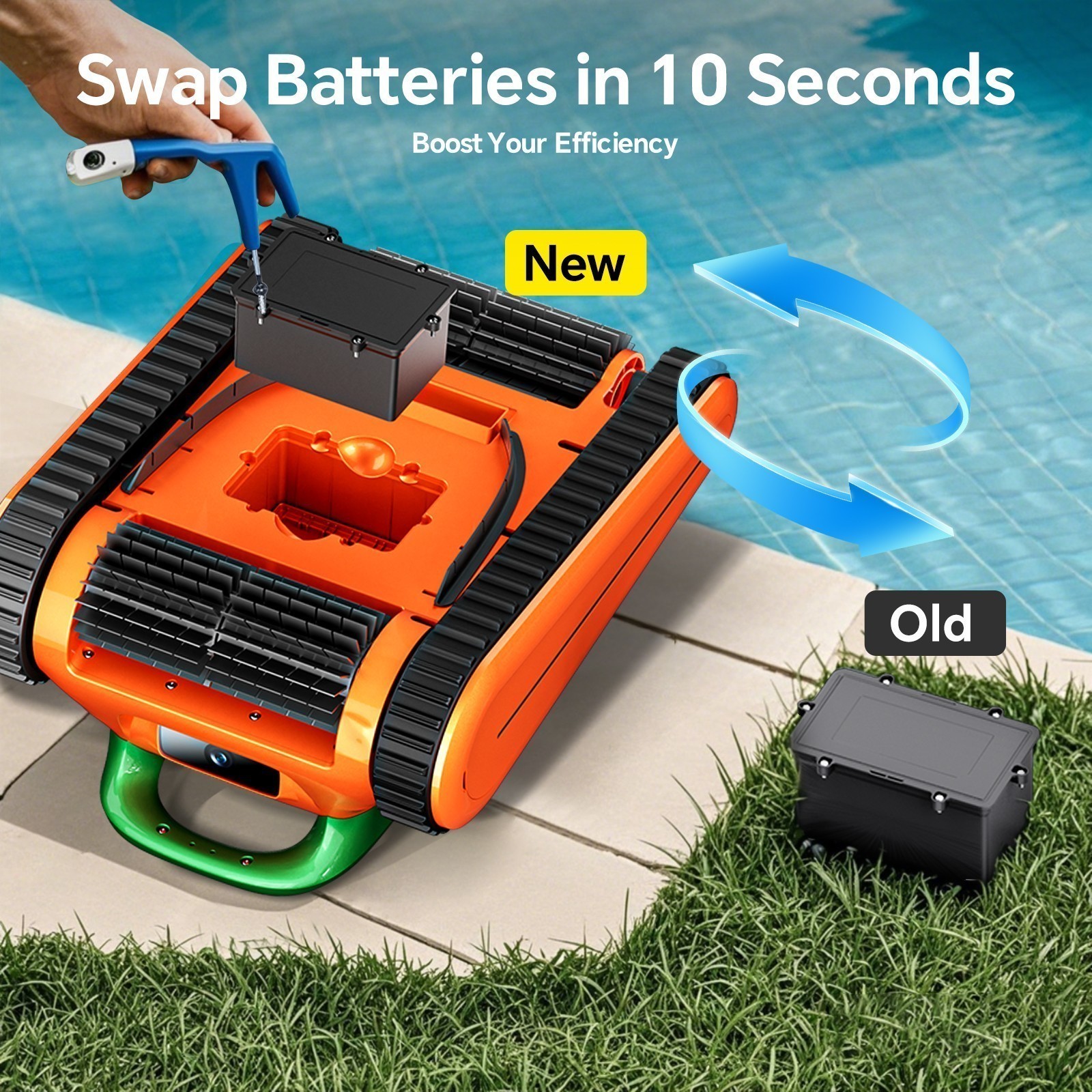 Seauto Cordless Robotic Pool Cleaner 3H Wall Climbing Up to 2250 Sq.ft