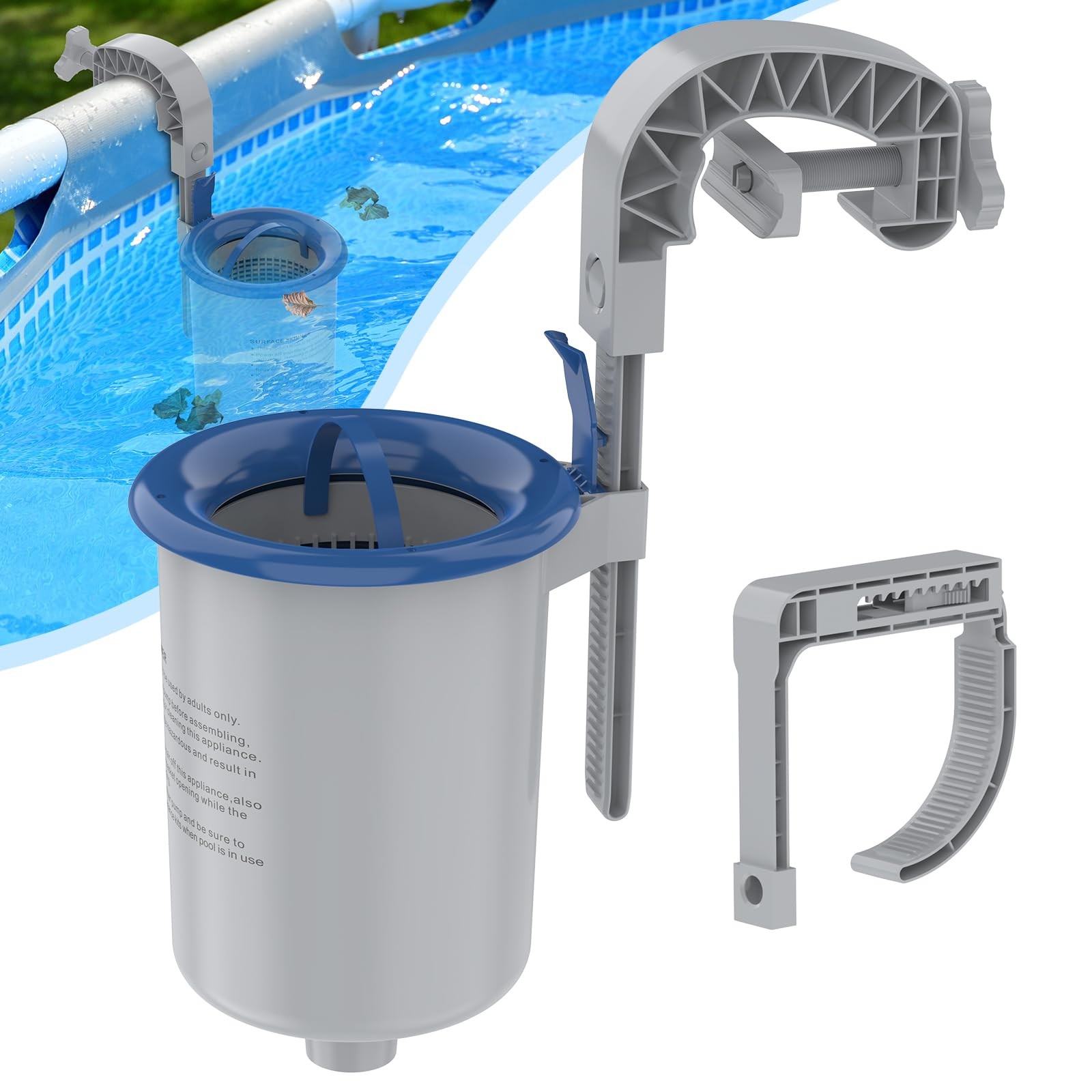 Above Ground Pool Surface Skimmer, Wall Mount Pool Maintenance Accessories fo…