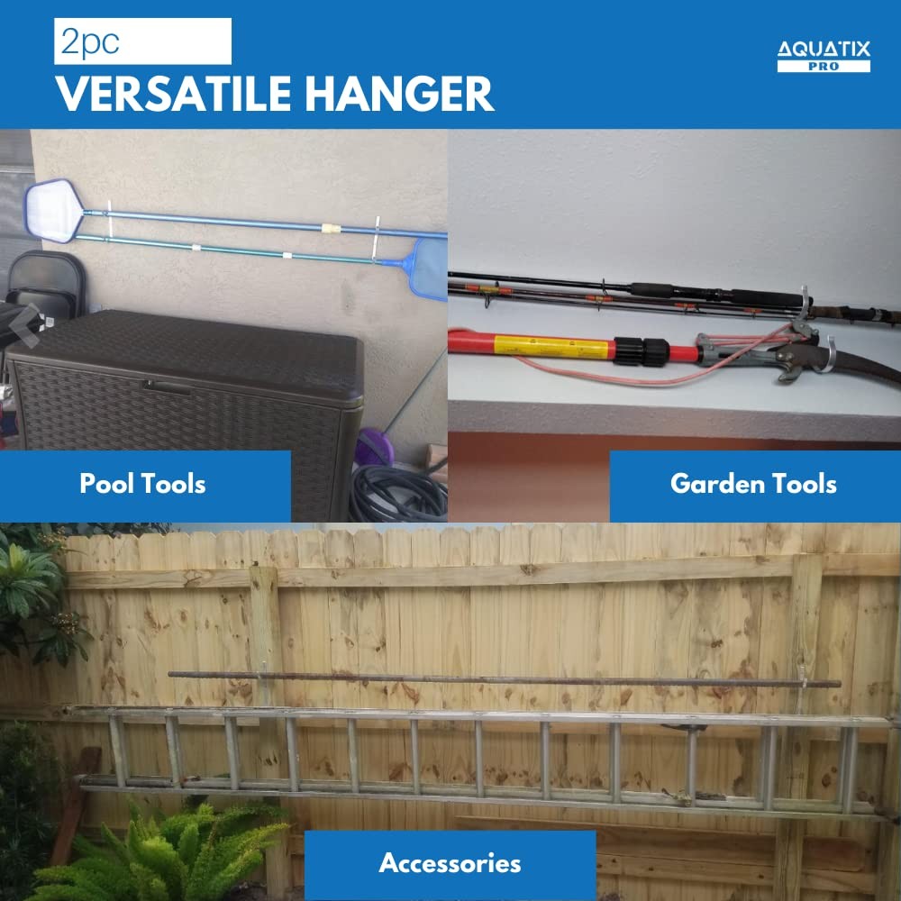 Pool Pole Hanger Premium 2pc Aluminium Holder Set