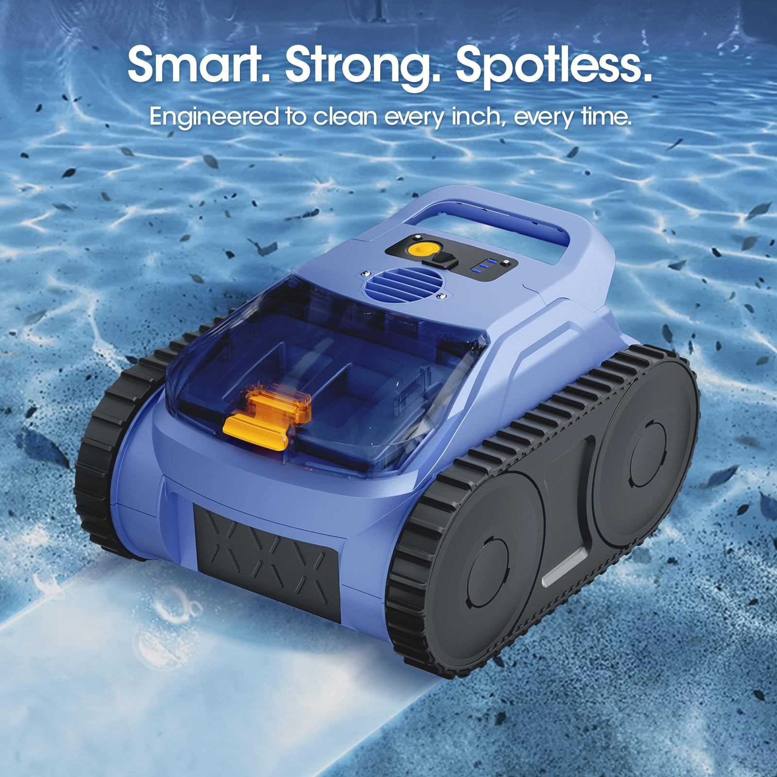 Cordless Robotic Pool Vacuum with Smarter Navigation & Track Drive, Dual Blue