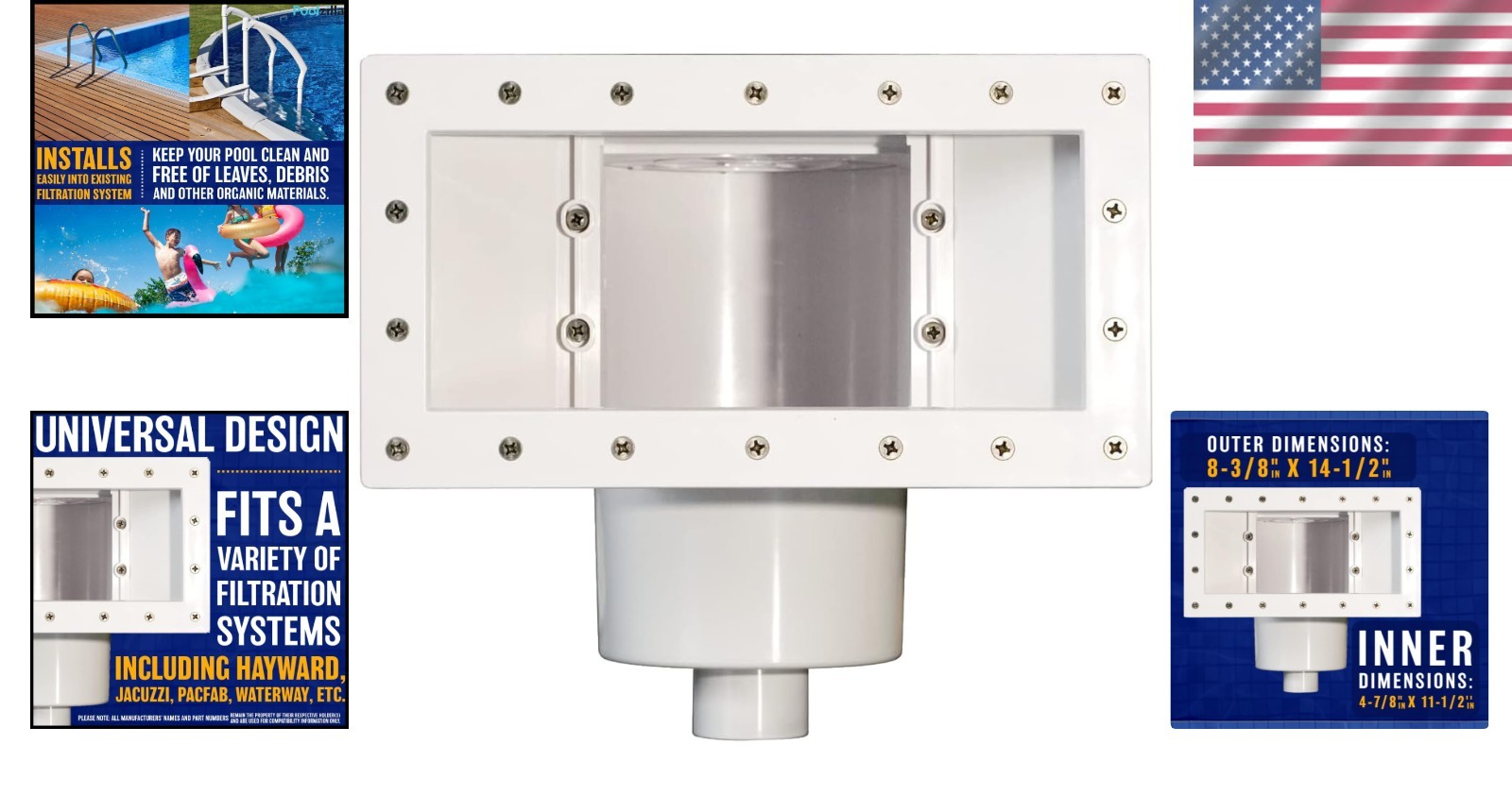 Above-Ground Swimming Pool Skimmer – White, Easy Setup