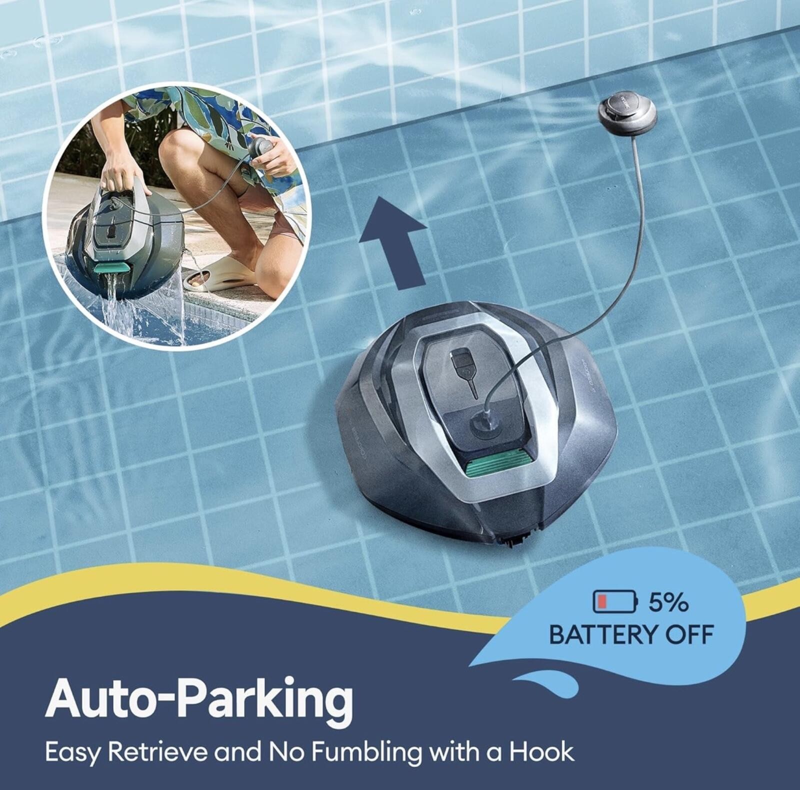 Cordless Robotic Pool Cleaner with Remote Control for Above & In-Ground Pool