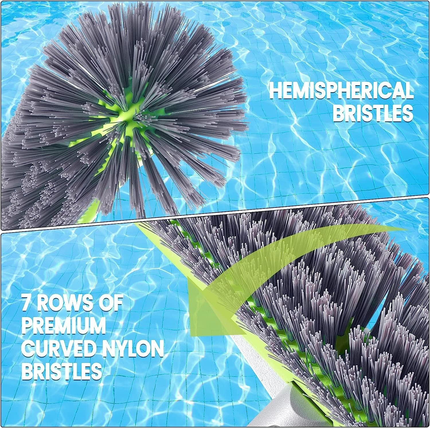 Professional Swimming Pool Brush Head with round Ends,17.5&Prime; Heavy Duty Aluminum
