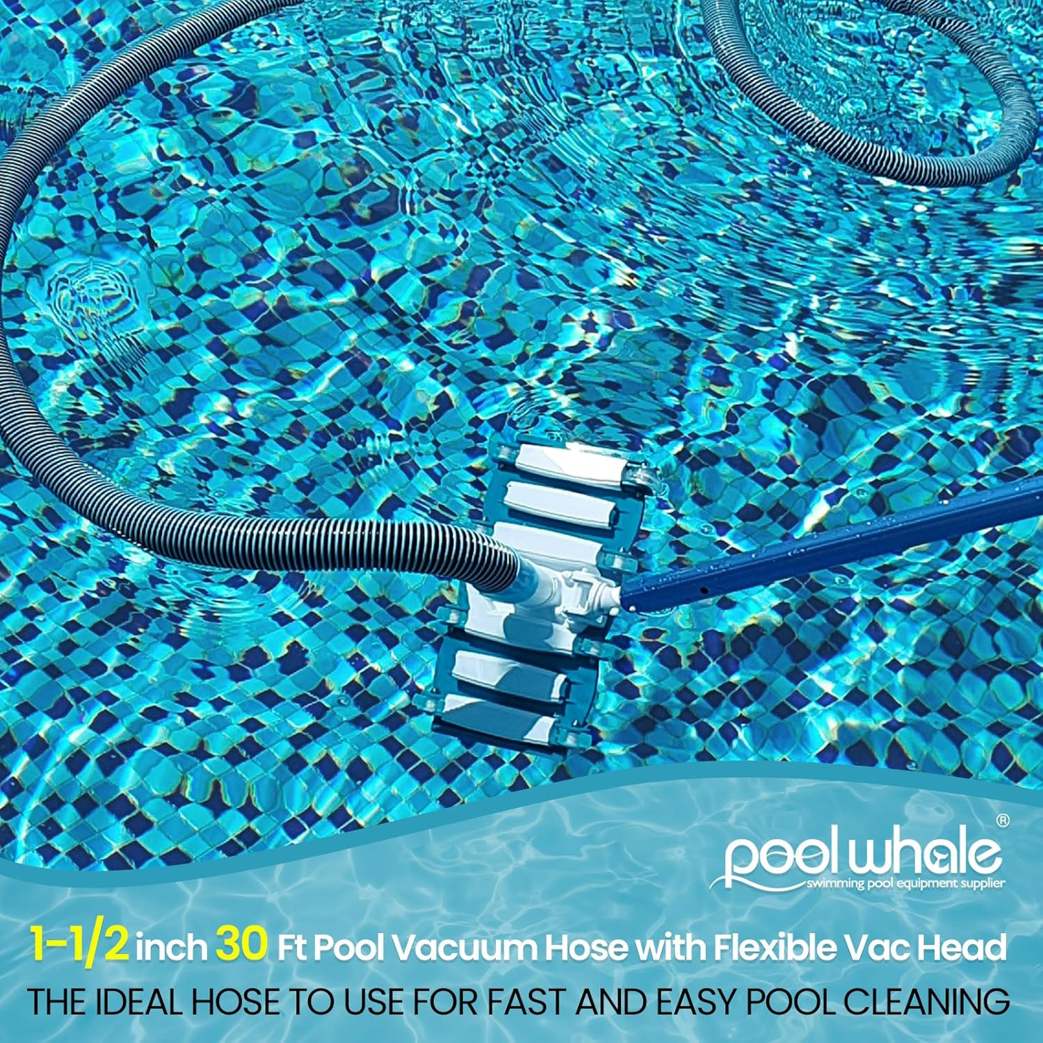 POOLWHALE Professional 1-1/2-Inch X 30-Feet Swimming Pool Vacuum Hoses and Weigh