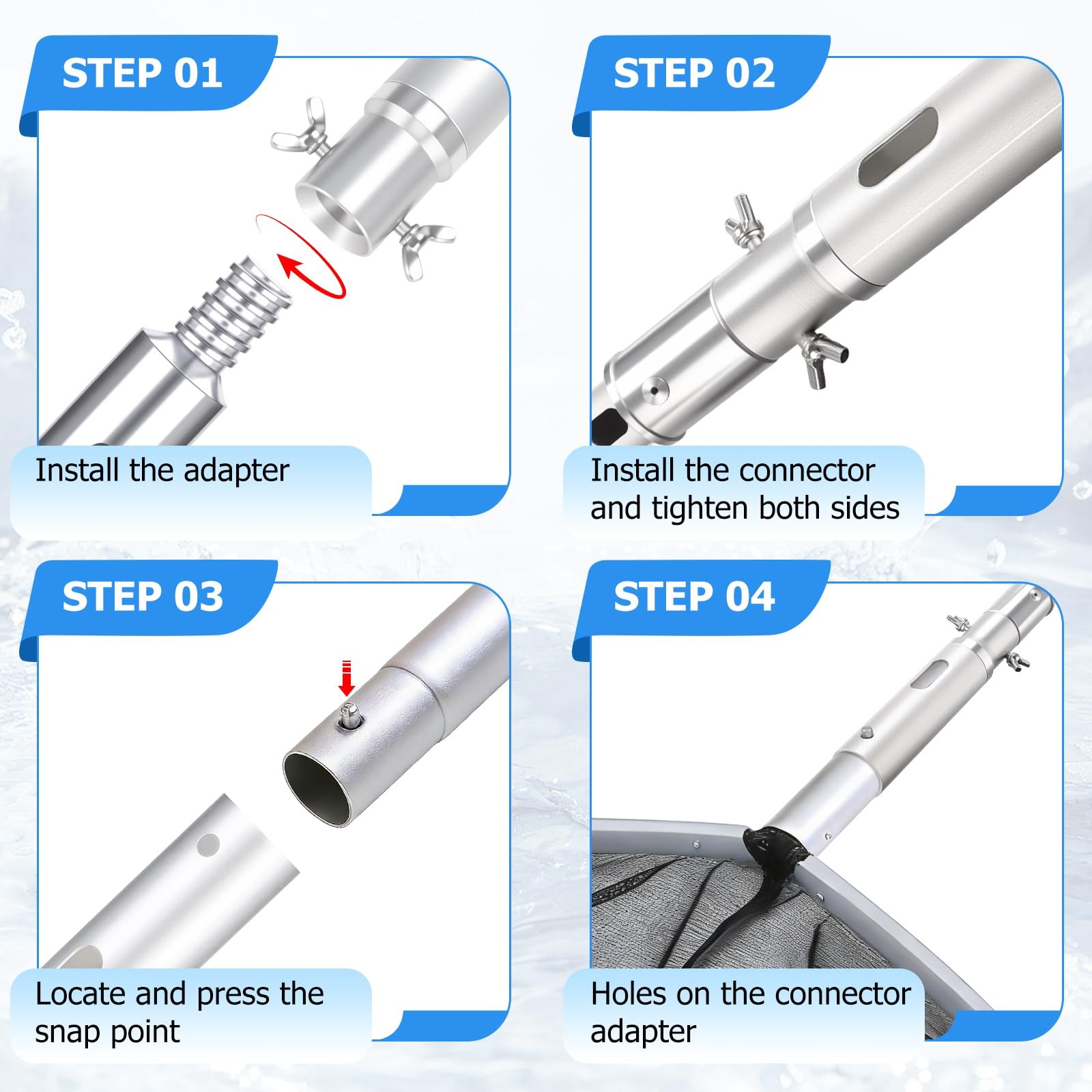 16FT Pool Pole Aluminum Telescopic Extension Pole,Suitable for Above-Ground/I…