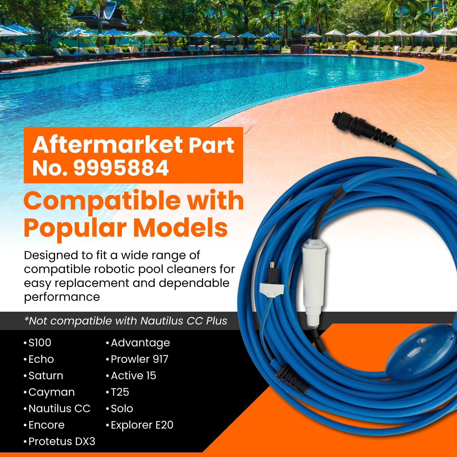 9995884 60ft Cable Compatible with: S100 Nautilus CC (NOT NAUTILUS CC PLUS)