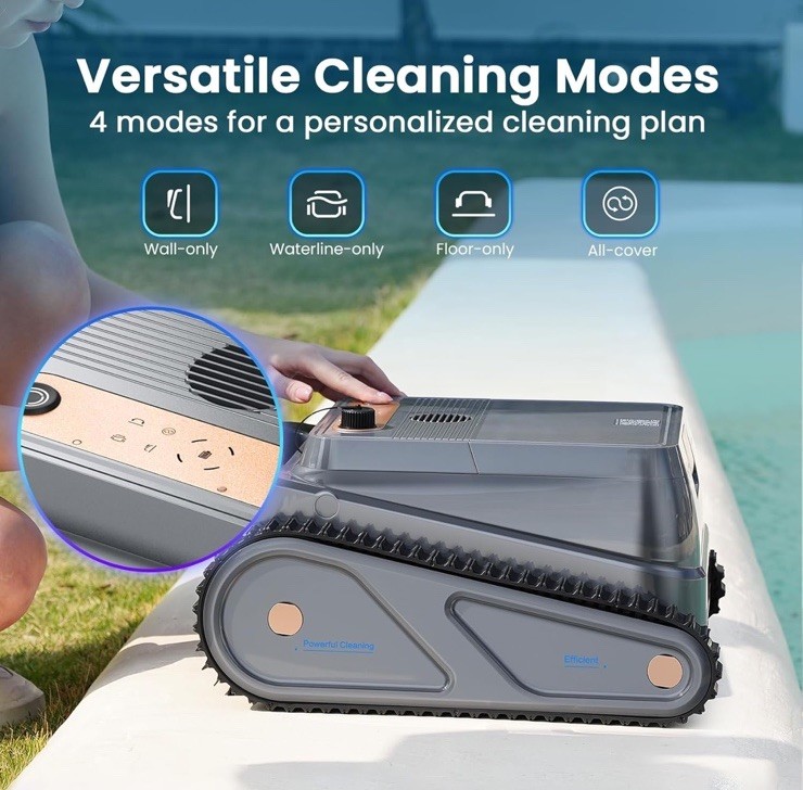 EZIOOV U8 Cordless Robotic Pool Cleaner Vacuum In and Above Ground -DARK GREY