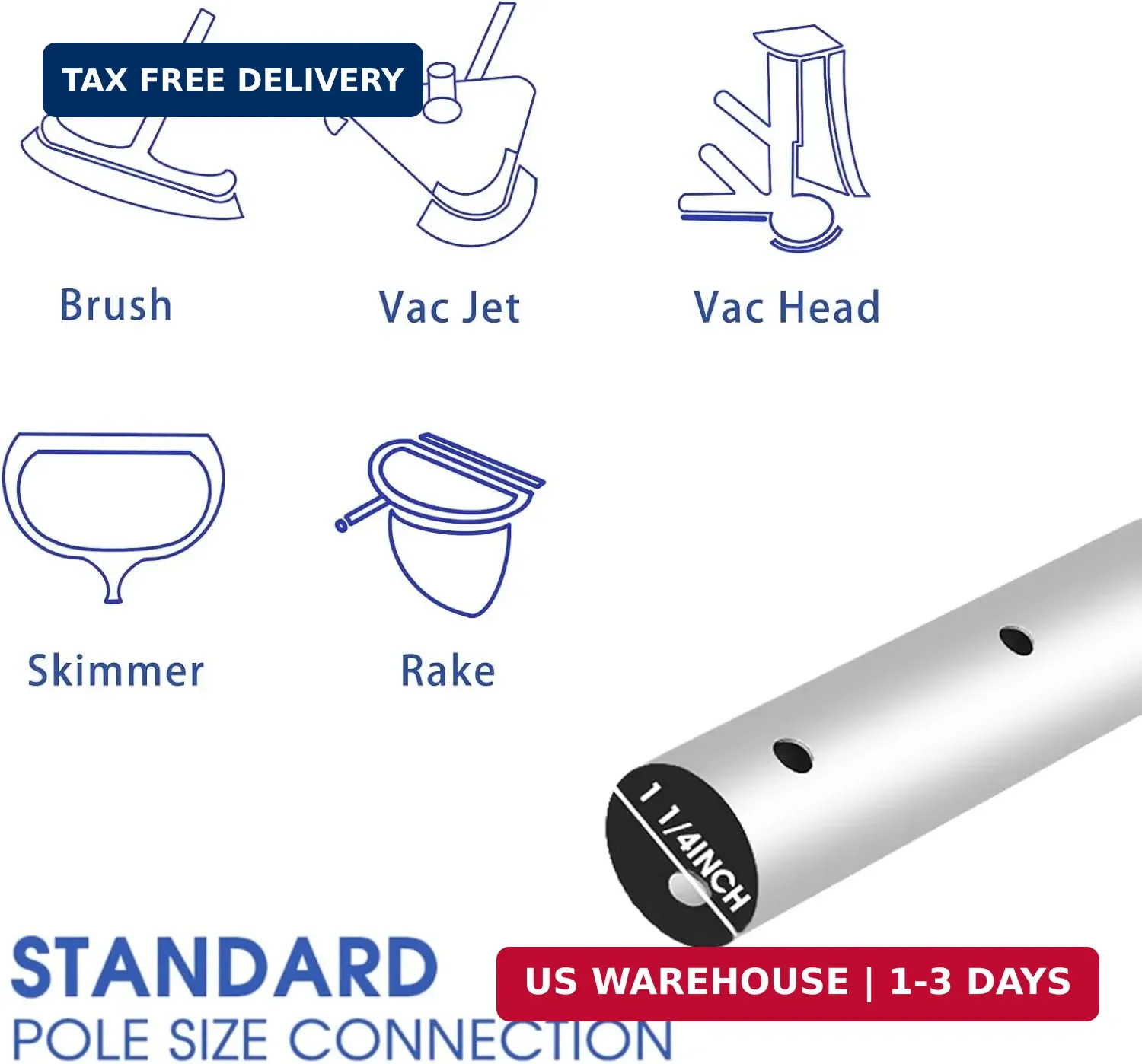Poolvio 15 FT Telescopic Pool Pole – Adjustable 3 Piece Aluminum Pool Skimmer Po