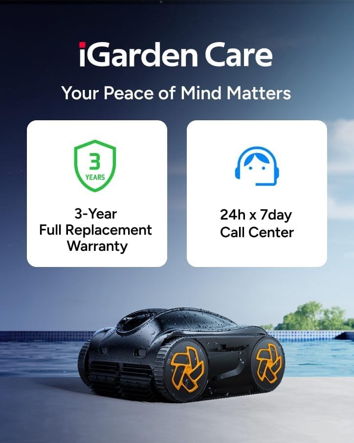 4-in-1 Cordless Robotic Pool Cleaner AI Control Self-Park Black