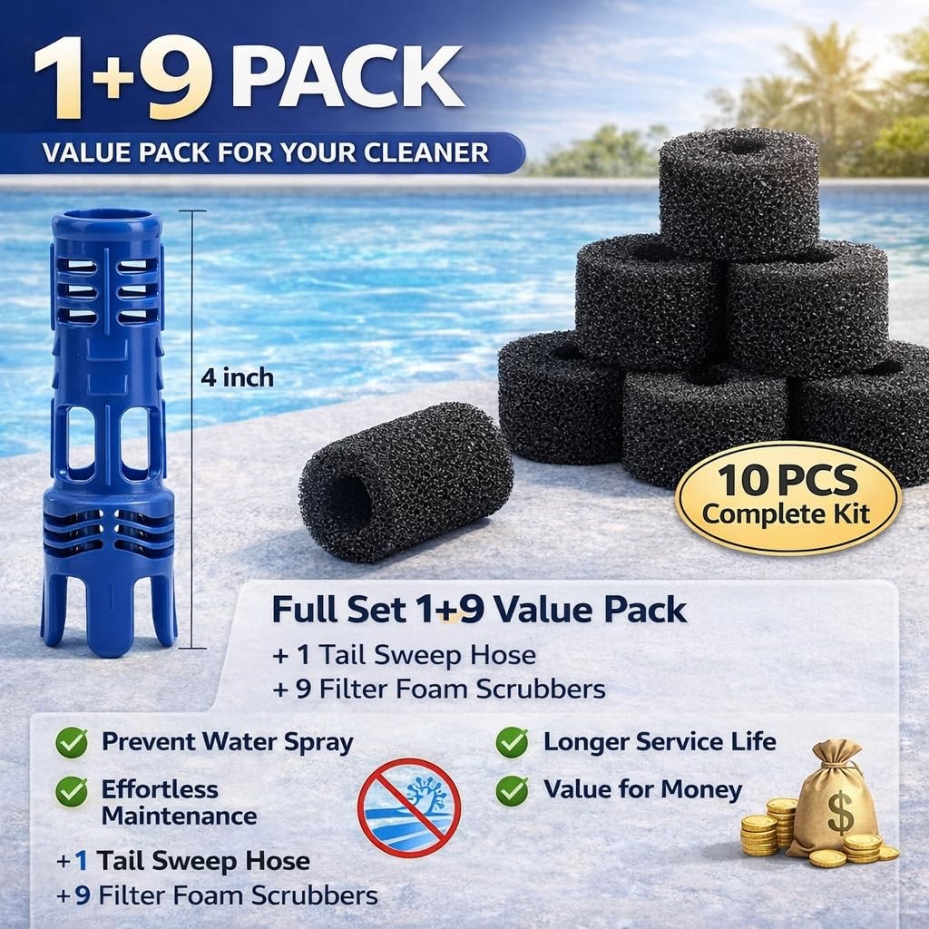 Tail Sweep Pro Replacement, Pool Cleaner Tail Scrubber Kit with 9 Foam Scrubb…