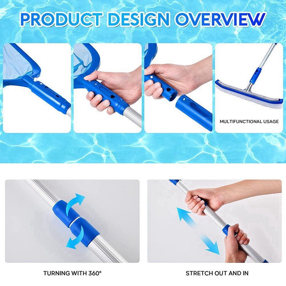 Pool Skimmer Pool Net with 3 Section Pole,Pool Skimmer Net with Fine Mesh7239