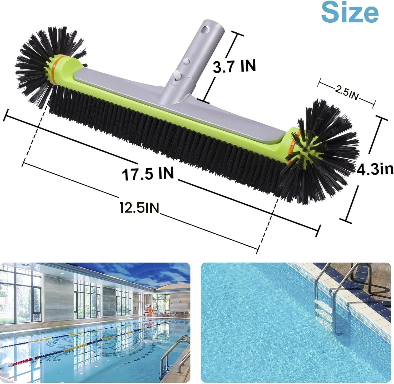 Sepetrel 17.5&Prime; Pool Brush Head for Cleaning Walls,Heavy Duty Inground/Above Grou