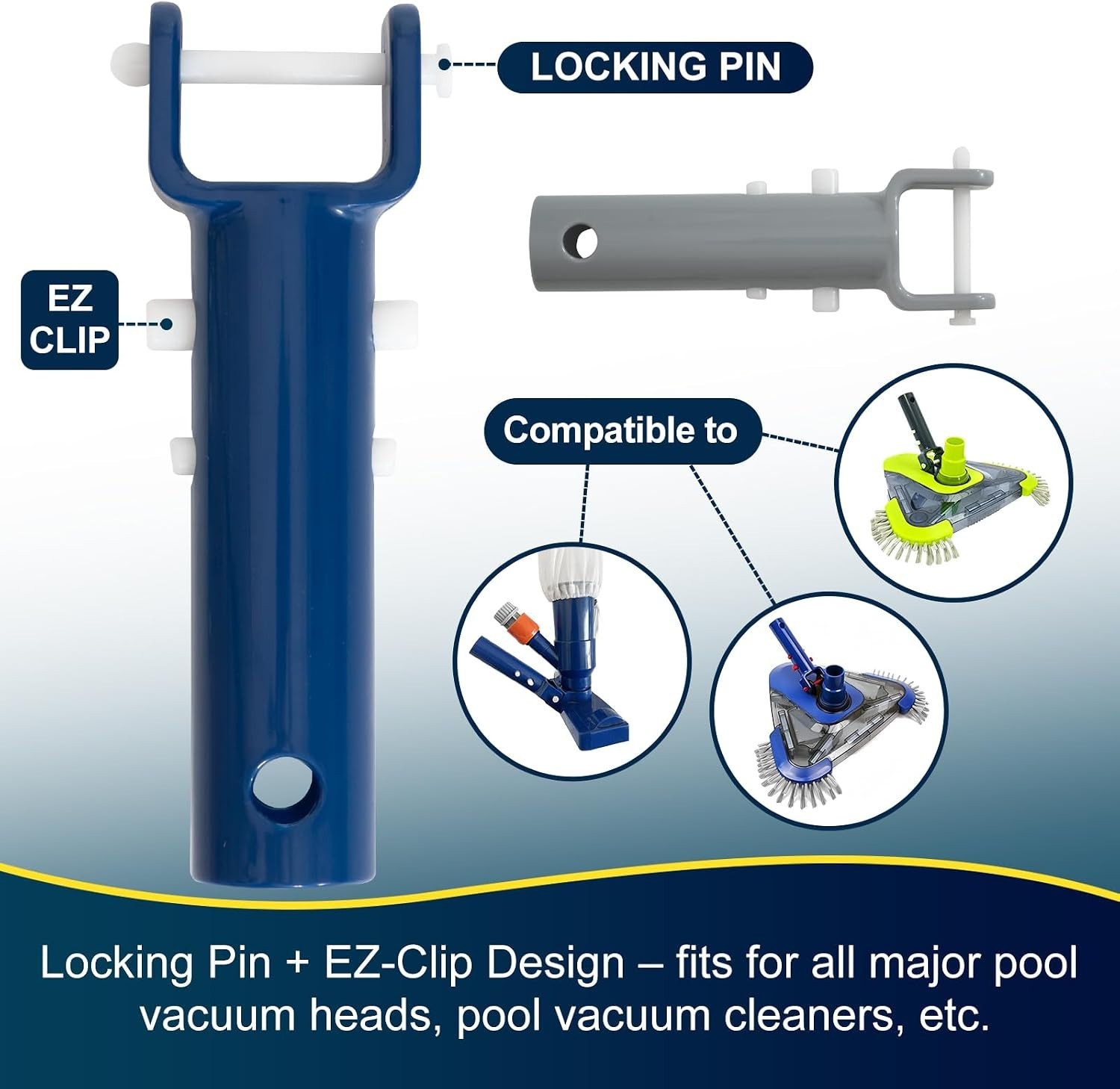 2Pcs Pool Vacuum Head Handle Replacement Parts with EZ Clip and Pin Set, Suit…