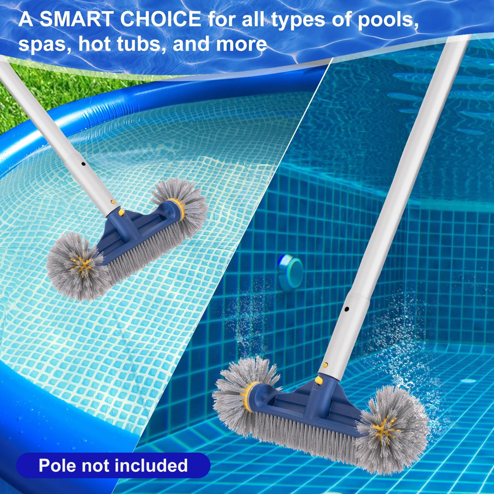 Pool Brush with Round Ends, 12.5 » Pool Brush Head for Inground Pools/Above G…