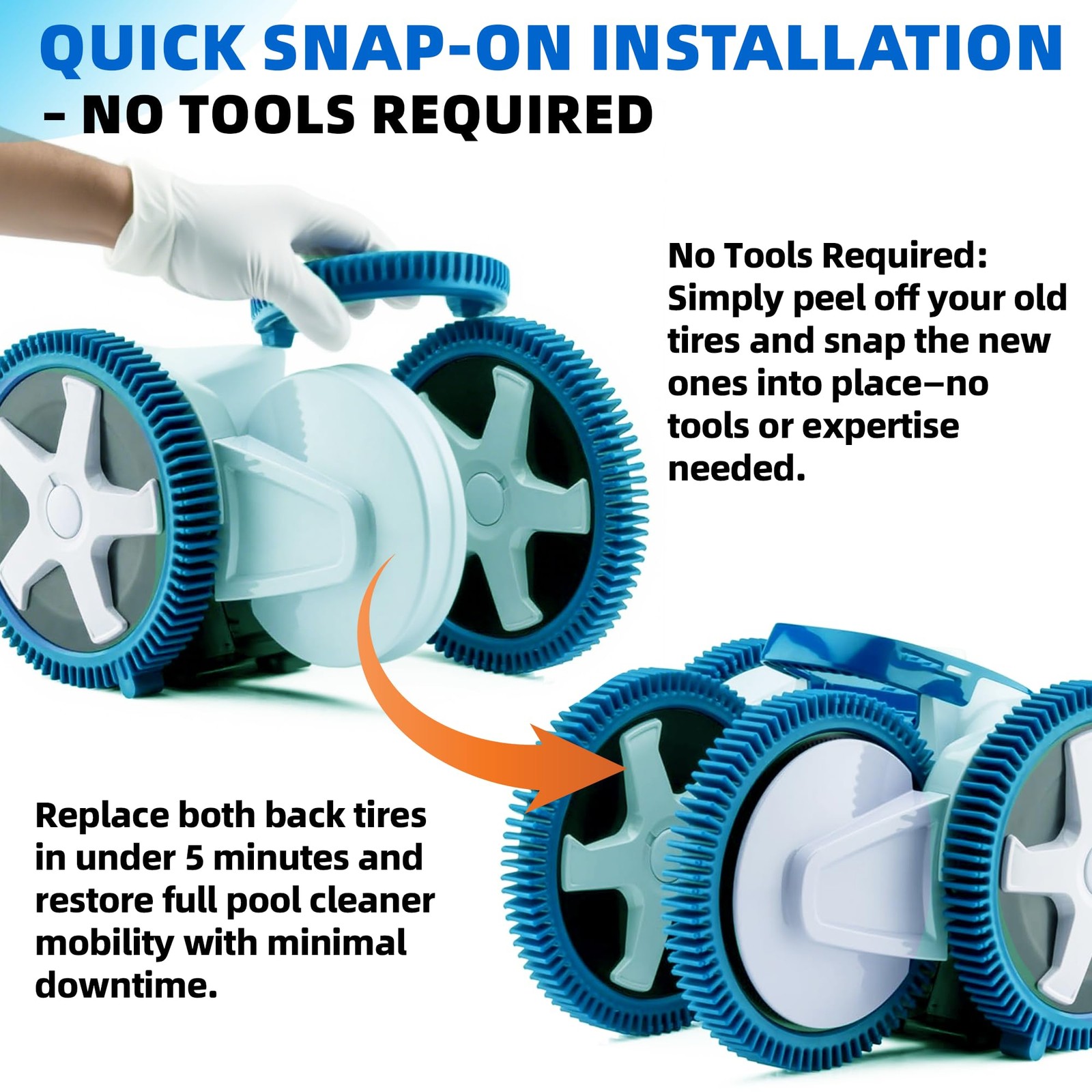 AR-PRO 4-Pack Back Tires Replacement for Pool Cleaner – 4 PACK-Rear