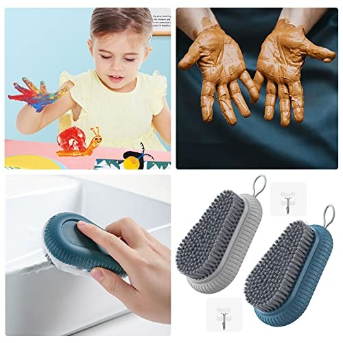 2PCS Heavy Duty Nail Brush for Fingernails – Blue & Bule & Grey