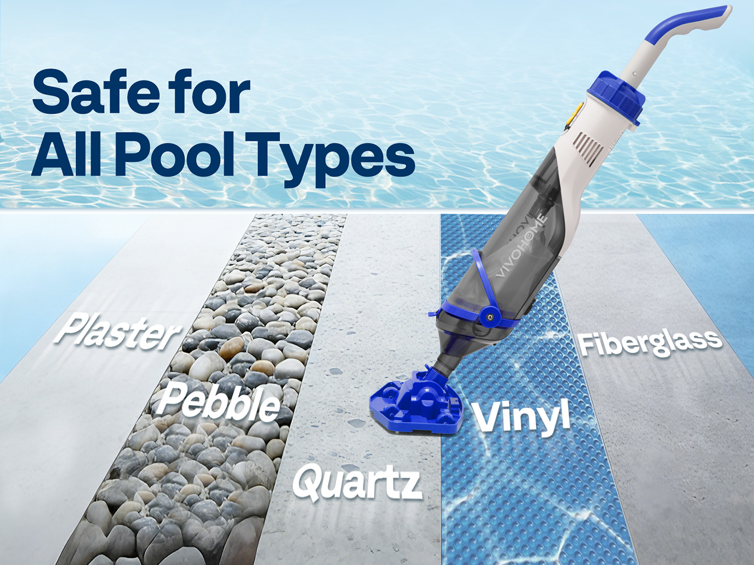 Cordless Pool Vacuum Cleaner 1110GPH Handheld Rechargeable for Pools Spas 60min