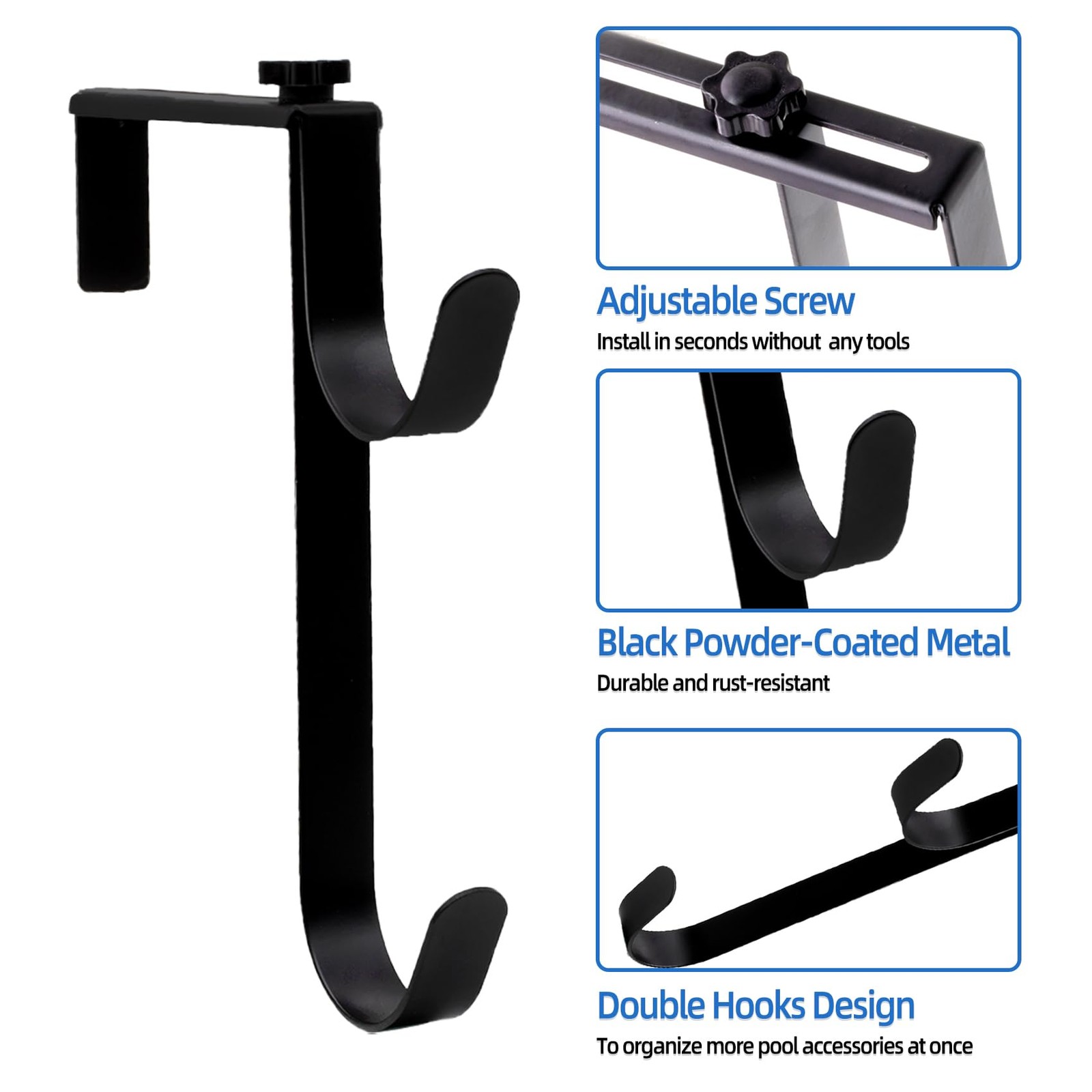 Adjustable Pool Fence Hooks Hanger Metal Pool Pole Holder For Hose Accessories