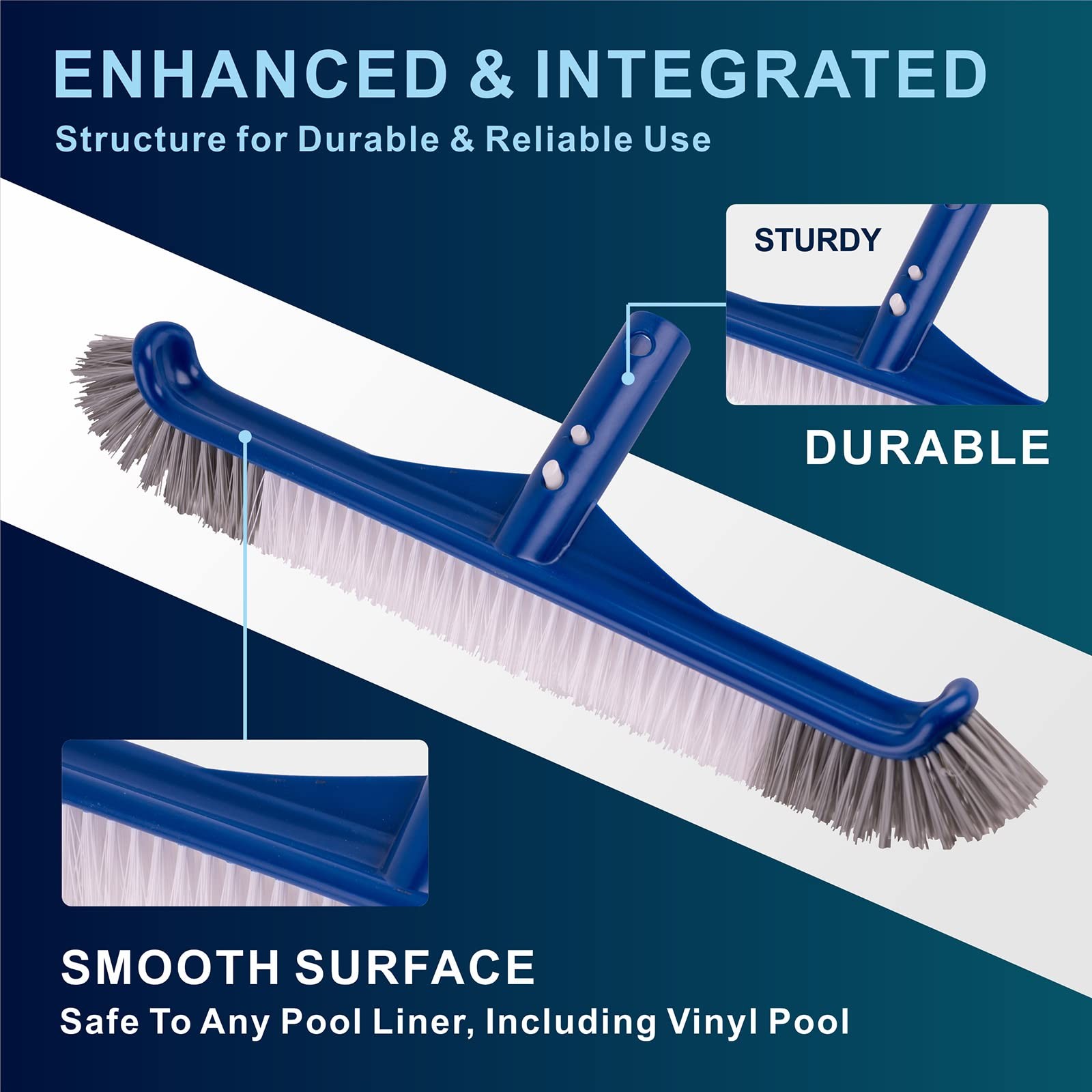 Pool Brush, 17.5 » Pool Brush Head for Inground Pools & Above-Ground Pools, D…