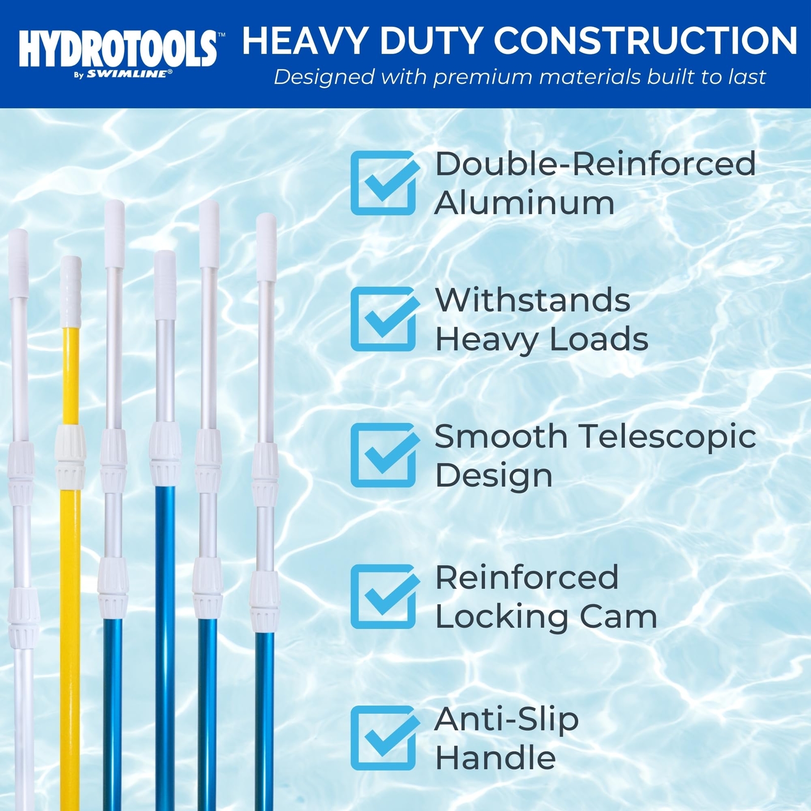 Hydrotools 4 to 12 Feet Telescopic Pool Cleaning Pole Universal Fit